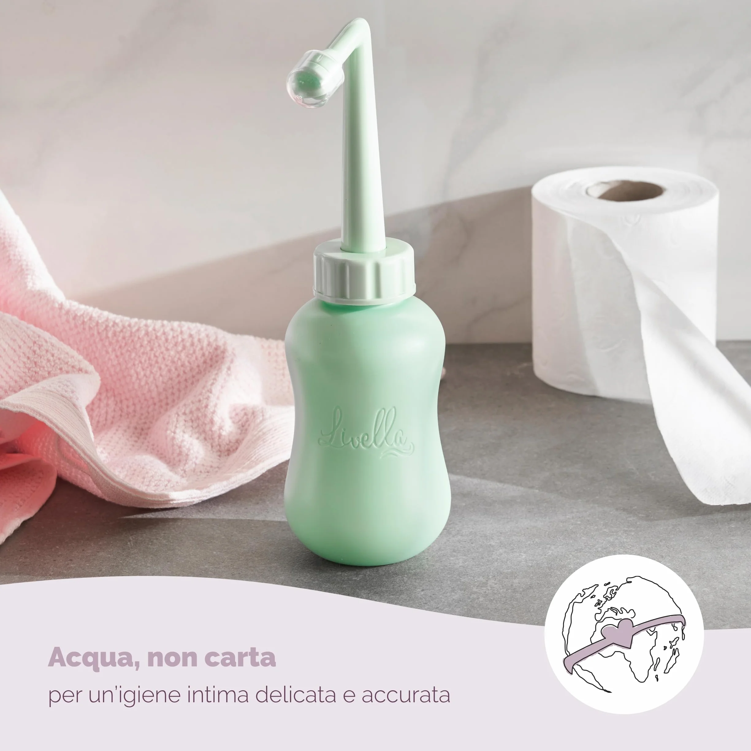 Livella Spruzzatore portatile per bidet, doccetta per lavaggio perineale e anale, igiene intima post-partum