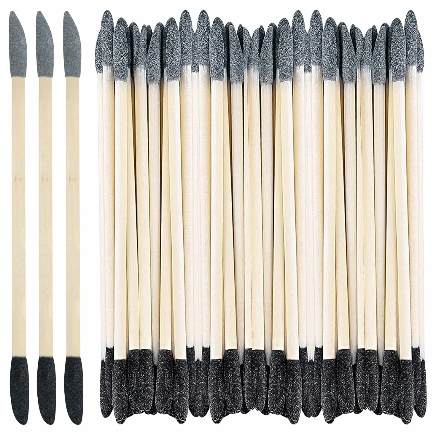 Bastoncini Abrasivi 2 in 1 Set, Granulometria 150 Nero e 280 Grigio, Betulla, per Modellismo Gundam Legno Nail Design