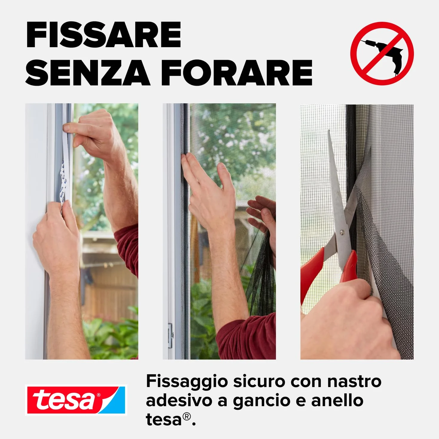 Tesa Insect Stop Zanzariere Attacca & Stacca STANDARD per Finestre Bianco 130x150 cm