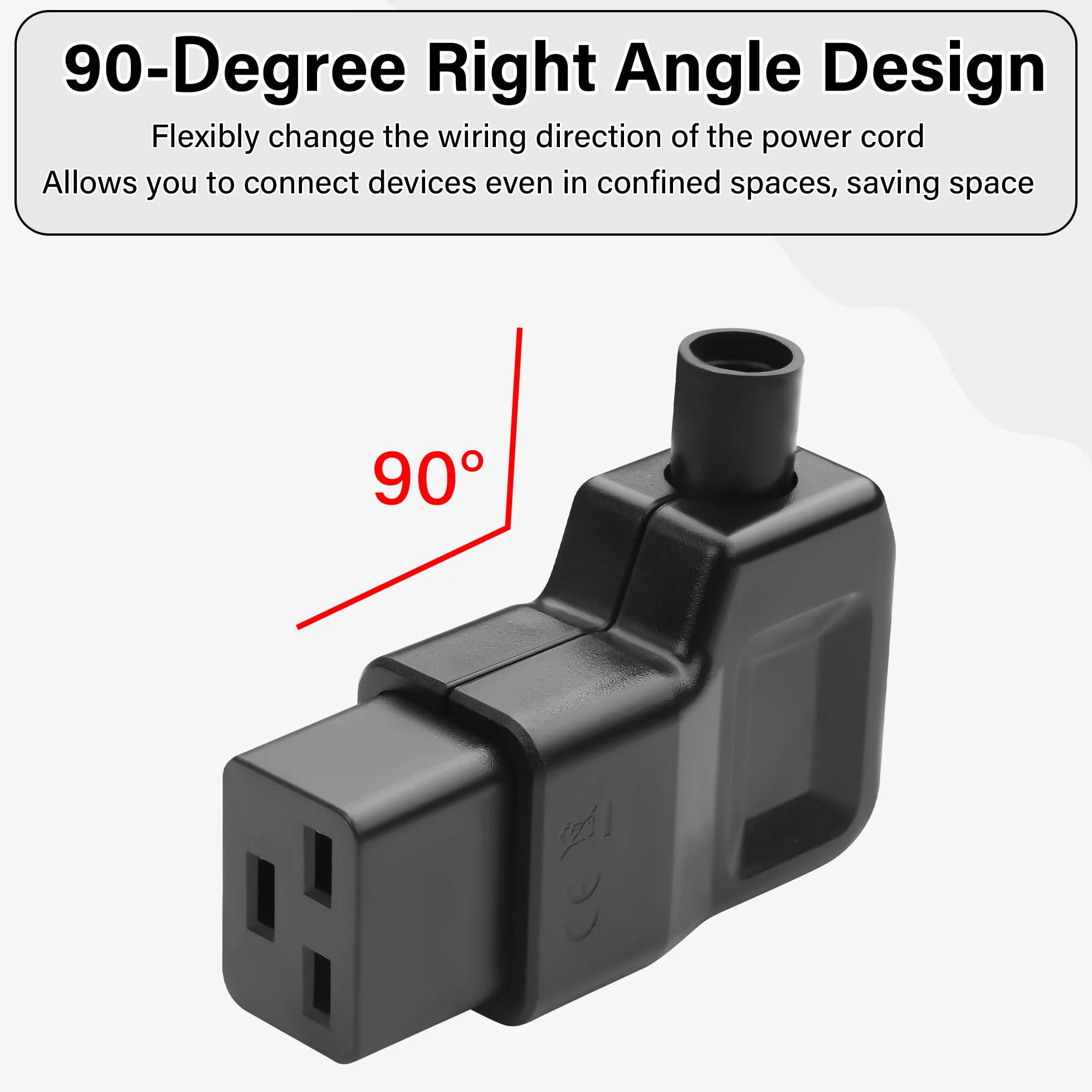 Adattatore CA ad angolo retto IEC320 C19,16 A/250 V C19 staccabile connettore fai da te C19,90 gradi C19 PDU per strisce di alimentazione UPS (C19)