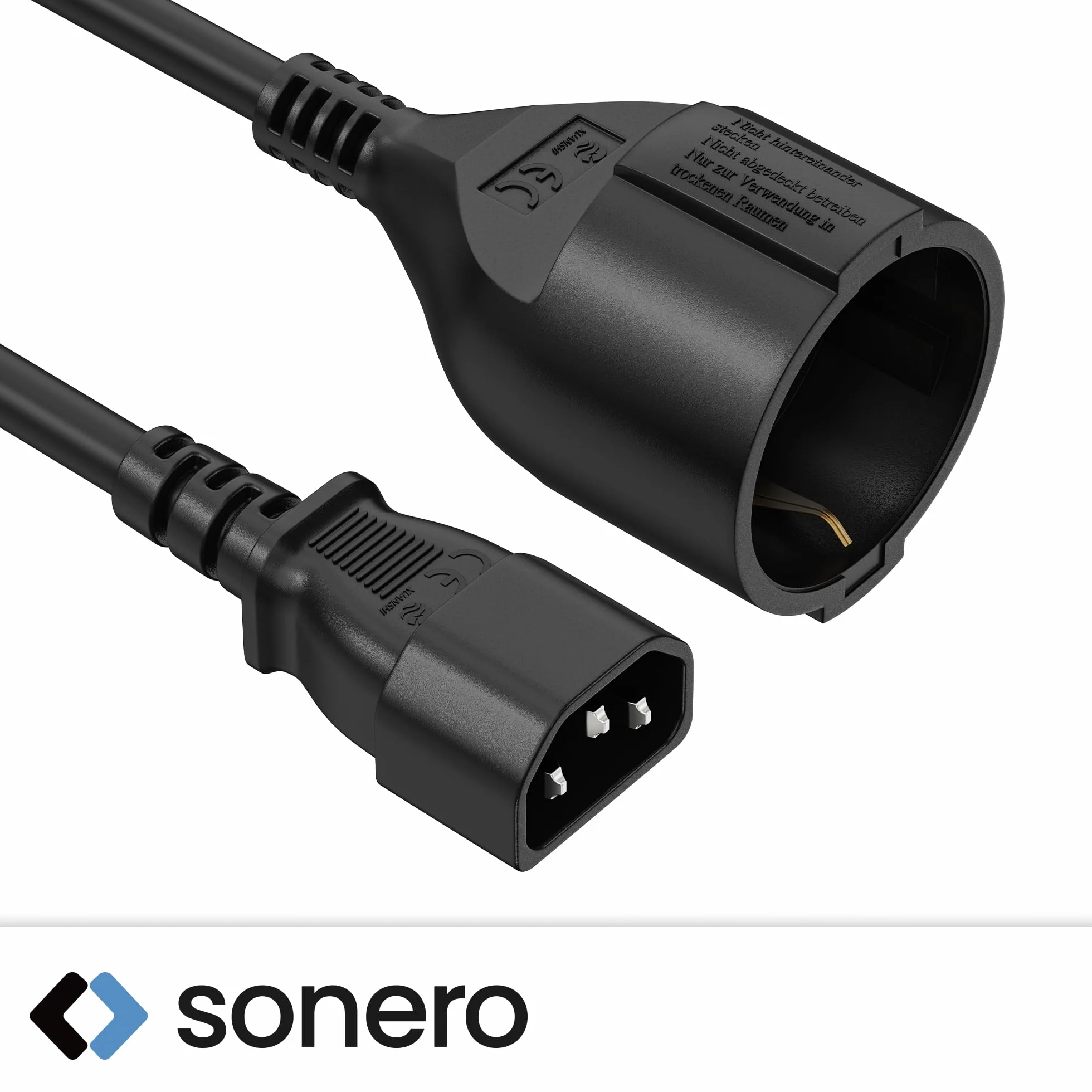 sonero adattatore cavo UPS, cavo di alimentazione da C14 a CEE7, 3 pin, 1,00m, robusto cavo per alimentatore, computer, workstation, sistemi di sicurezza, monitor, spina di rete, nero