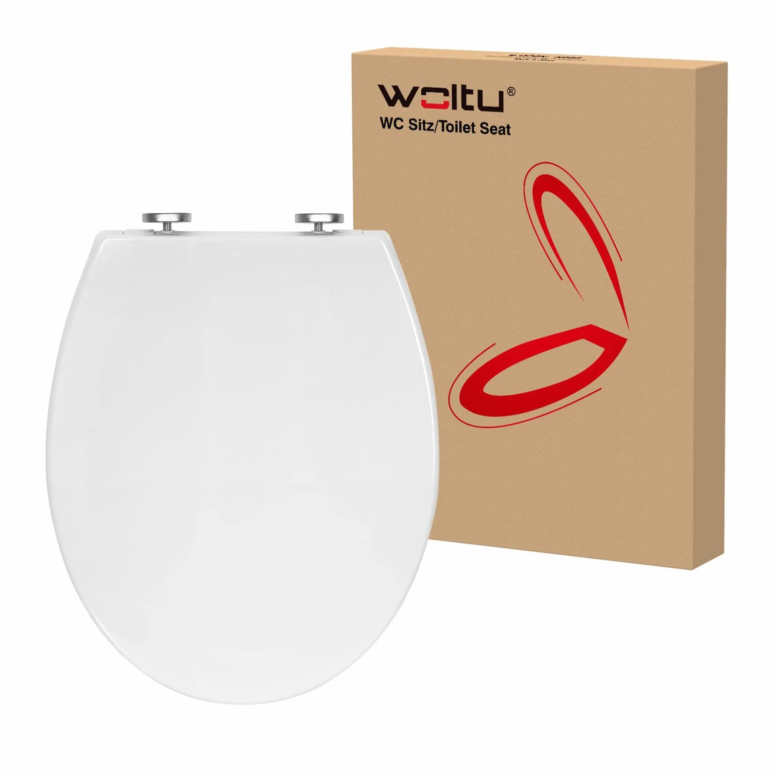 WOLTU Copriwater Sedile WC Universale Coperchio con Chiusura Ammortizzata Soft Close Toilet Seat Bagno in Plastica Bianco a Forma di O