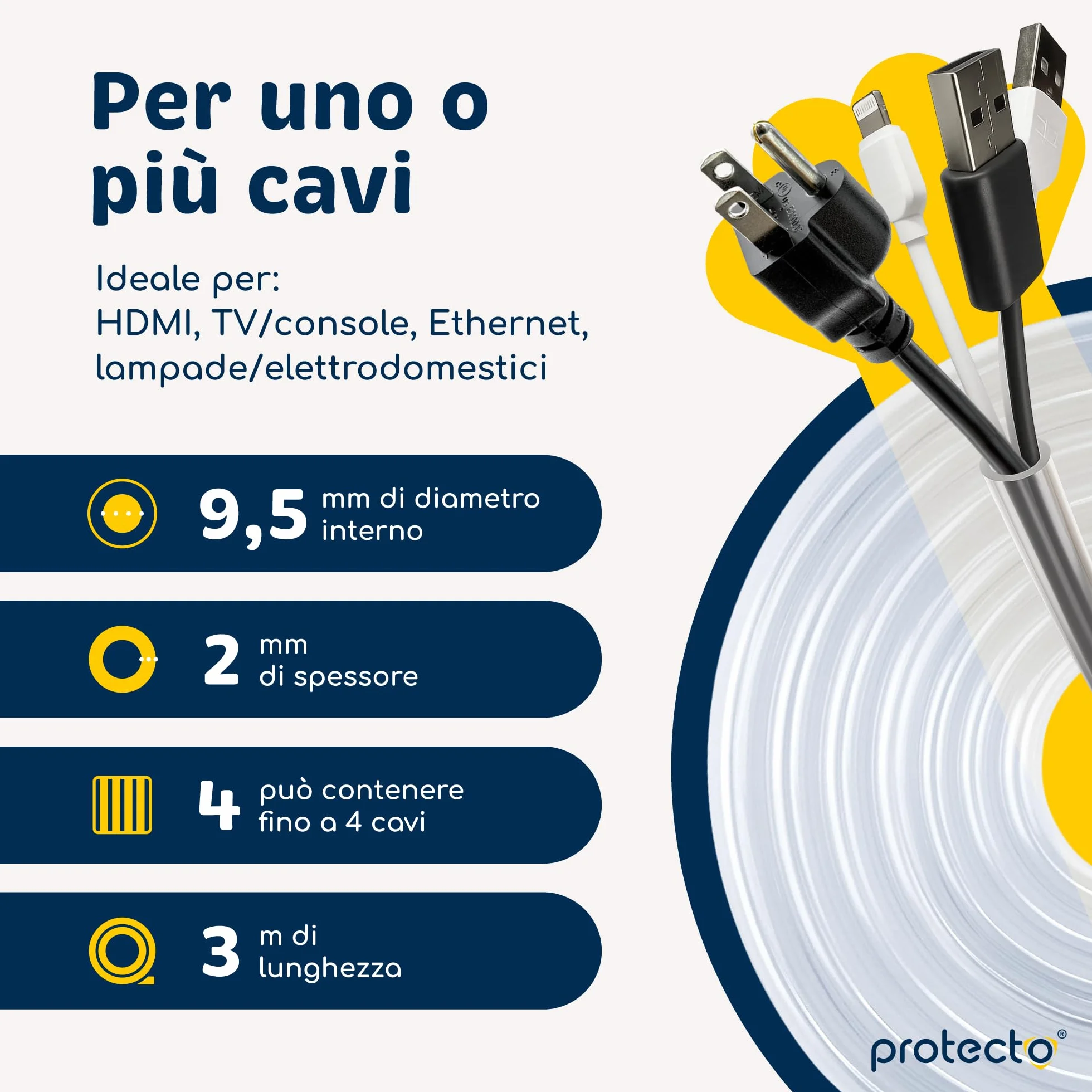 PROTECTO Guaine per Cavi Animali Domestici 3m Ø 9mm Trasparente Anti-Morso Protezione Universale