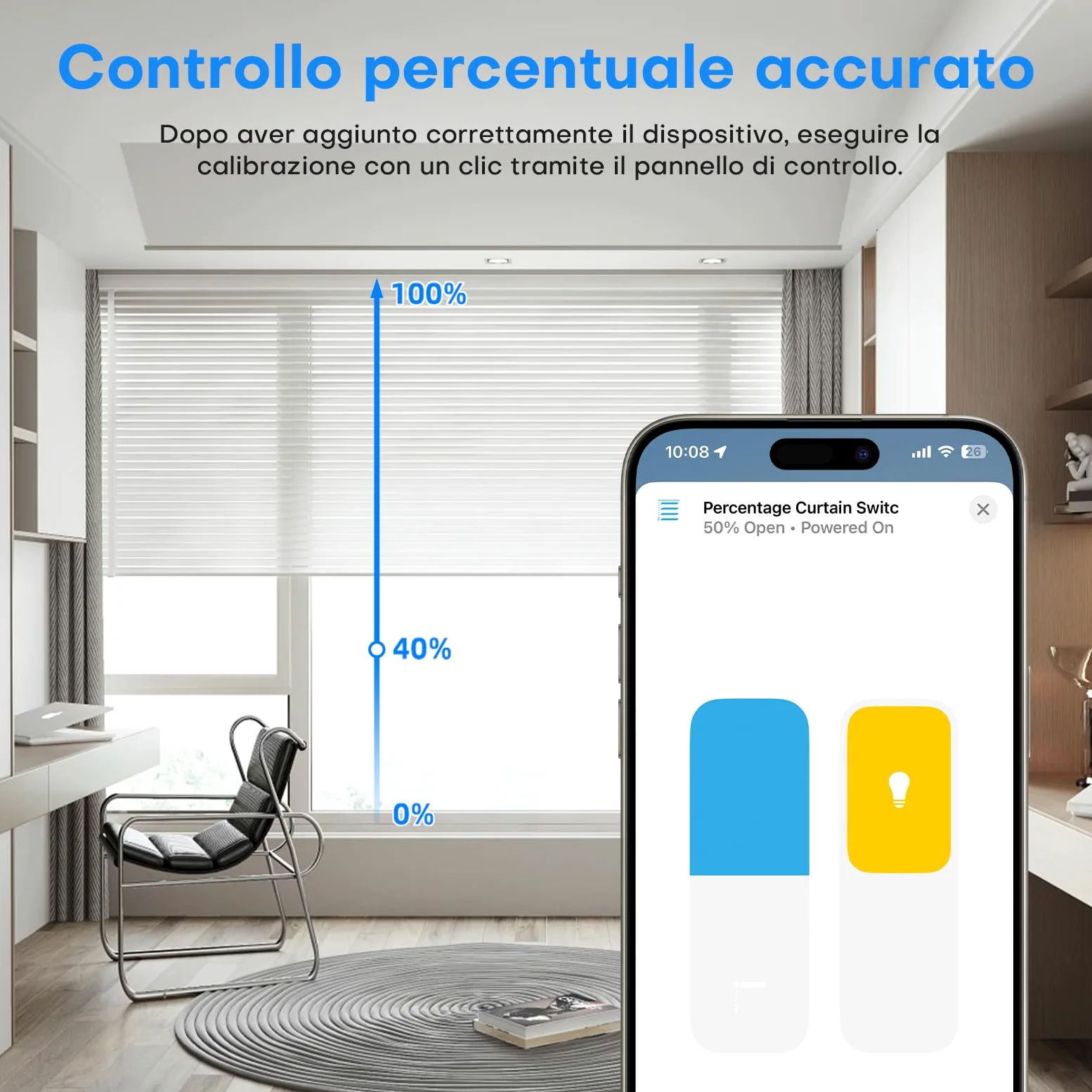 Maxcio Interruttore per tapparelle WiFi Connected, Interruttore per tende Compatibile con HomeKit, Alexa e Google Home, Controllo percentuale, Controllo remoto e Controllo vocale (2 Packs)