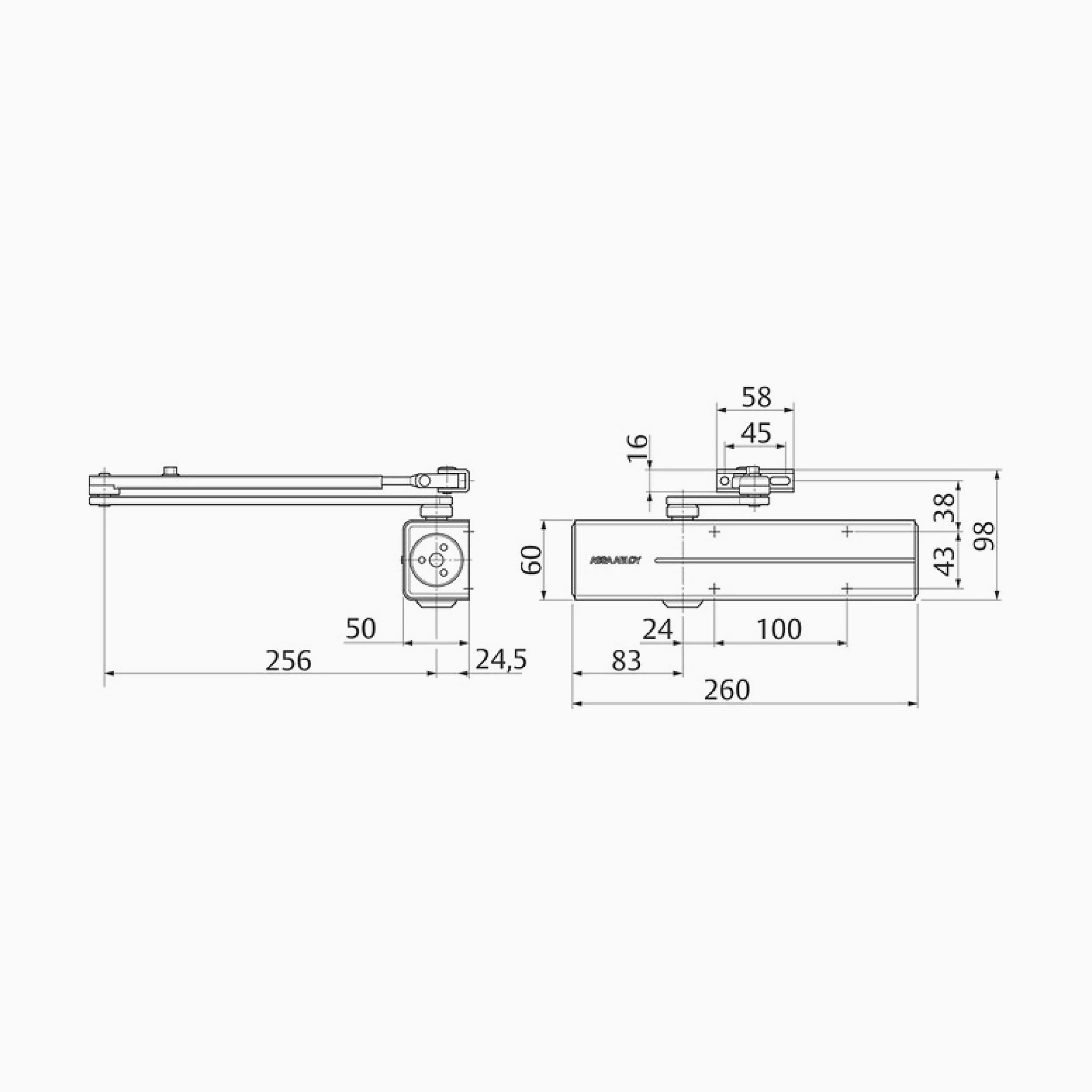 Tesa Assa Abloy DC300-DEV1 - Chiudiporta a braccio articolato DC300, argento