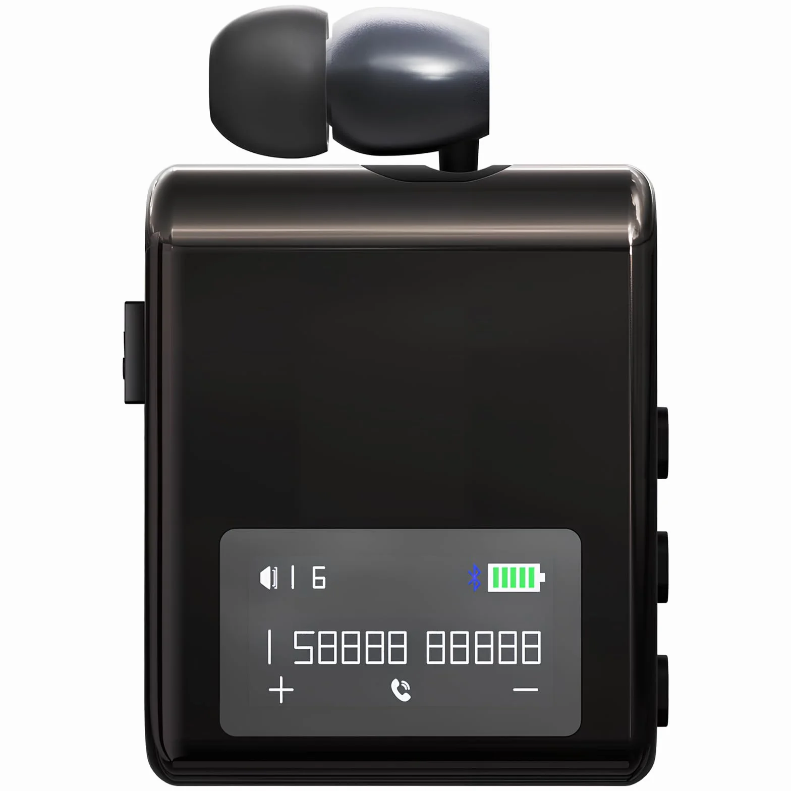 Auricolare Bluetooth Business con Filo Retrattile, Auricolar Senza Fili con Microfono, Cuffia Wireless Lavalier con Display LCD, Bluetooth 5.4, Ricarica Rapida (Nero)