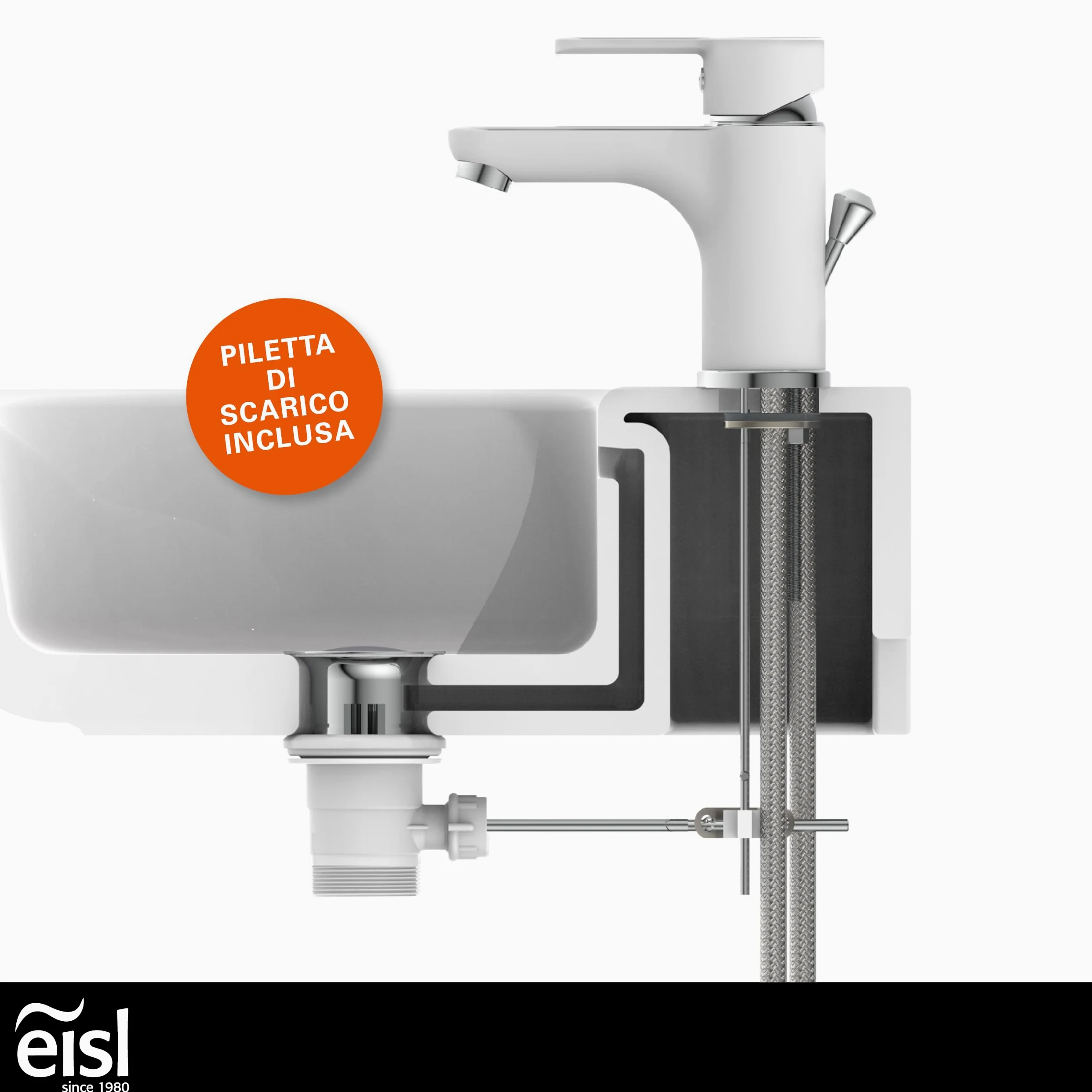 EISL disegno Nuevo, Miscelatore monocomando per lavabo, 1 pezzi, bianco/cromato, ni075dinwcr