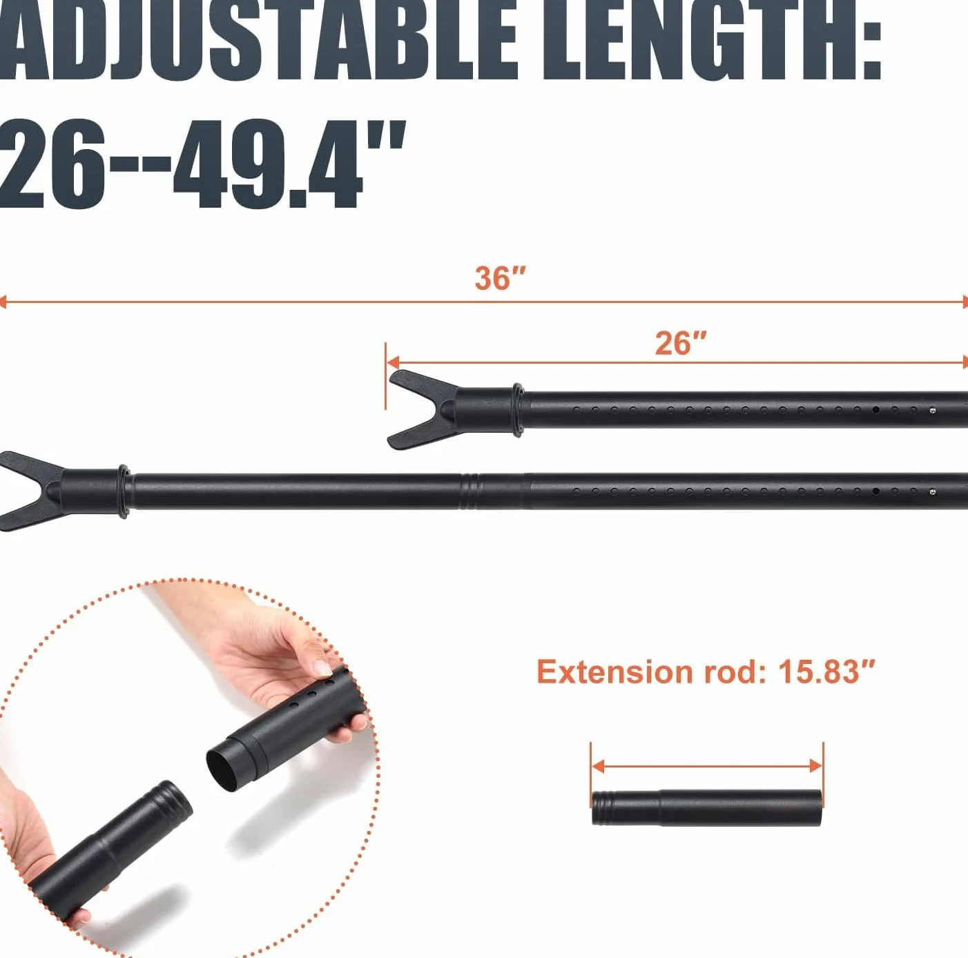 Barra di sicurezza per porta, resistente, con grande base in gomma, 66-127 cm, barra antifurto rimovibile per casa, viaggi, nero opaco