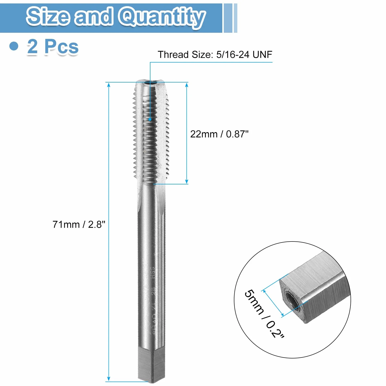 QUARKZMAN Maschio Inferiore 5/16-24 UNF 2B HSS6542 Scanalature Dritte Strumento Per Filettatura