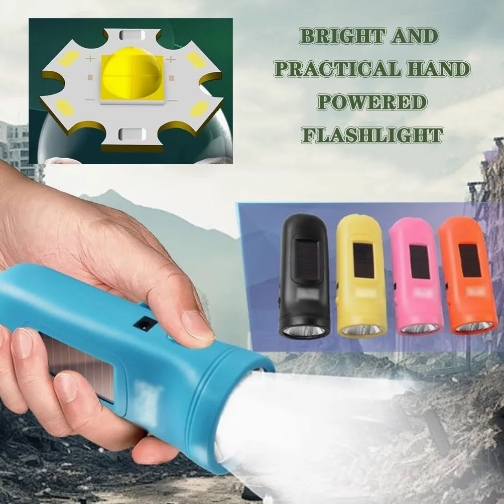 Torcia Solare Ricaricabile Per Esterni, Torcia Di Emergenza A Manovella Alimentata Tramite USB Per Uso Domestico, Plastica ABS, Per Terremoti, Incendi(Yellow color,5pcs)