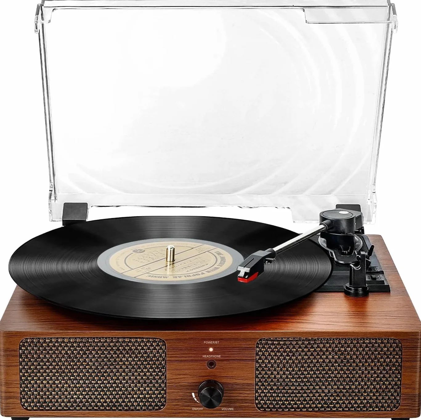 Giradischi in vinile Bluetooth con altoparlanti integrati Supporto Uscita RCA USB Aux In cuffia Auto-Stop Fonografo portatile a cinghia a 3 velocità per intrattenimento e decorazione