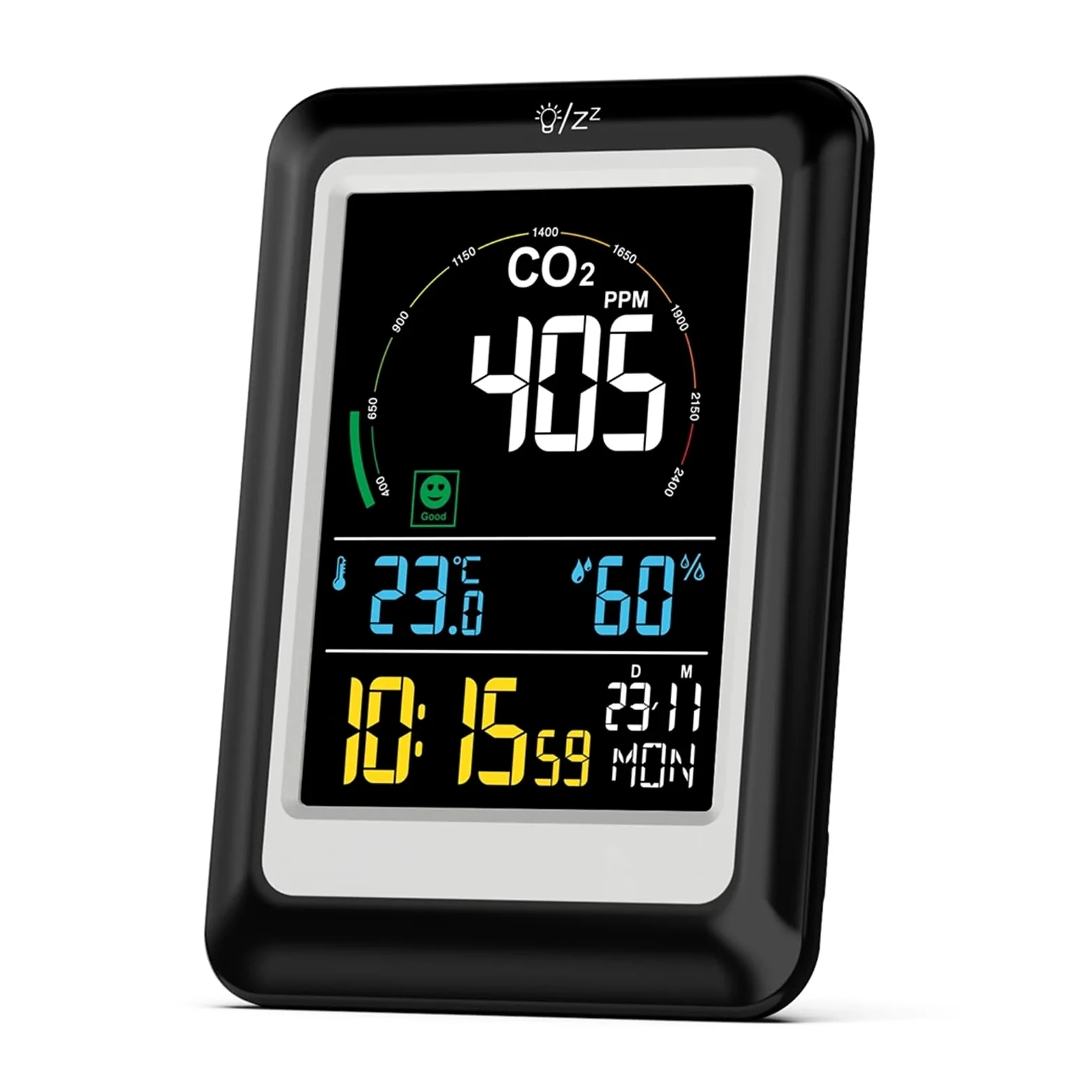 Misuratore Qualità dell'aria, Monitor a qualità 'aria 5 in 1 Misuratore di CO2 Rilevatore in tempo reale Misuratore di anidride carbonica Rilevatore digitale di umidità di temperatura per Casa Cucina
