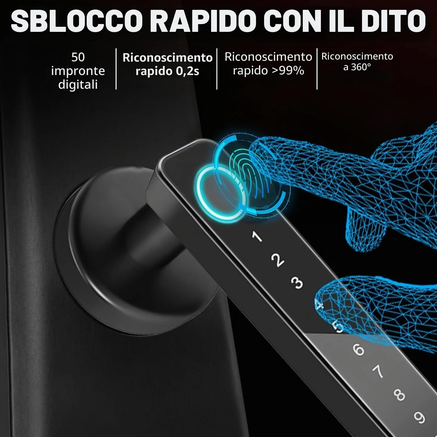 NEWFUN Serratura Smart Porta Blindata,Serratura Wifi,Con chiave, scheda chiave, APP Bluetooth per la serratura della porta, impermeabile