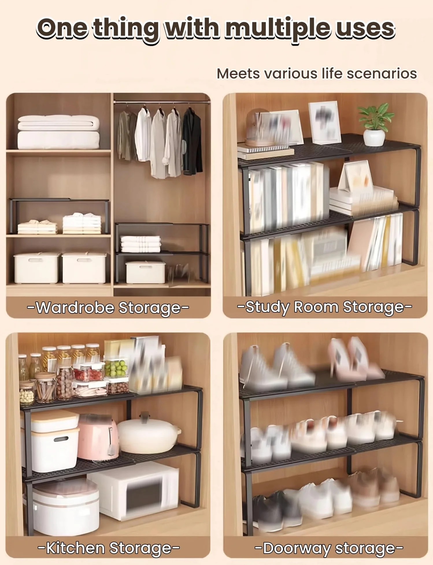 Mensola separatrice espandibile regolabile, versatile, per armadio, spogliatoio, scarpe, ufficio, cucina e bagno (latte, L, 35 x 31 cm)