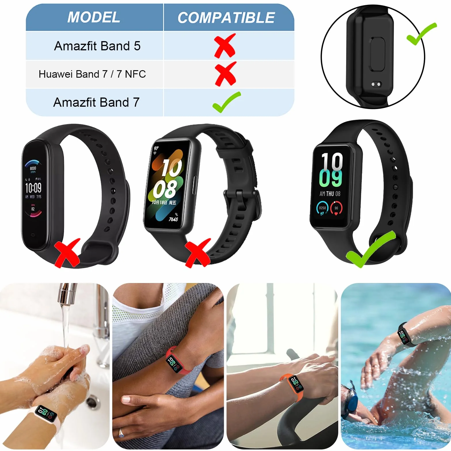 BDIG Cinturini per Amazfit Band 7,6 PCS Braccialetti in Silicone Colorati di Ricambio Anti-Perso,Accessori Tracker per Amazfit Smart Band 7 Compatibili con Polsi da 145mm a 220mm