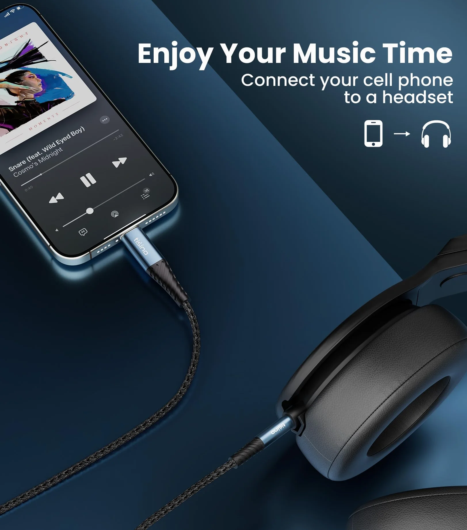 Tisino Cavo Aux 3,5mm a usb C (0,5m), cavo ausiliario per cuffie stereo Hi-Fi, compatibile con iPhone 15, 15 Pro Max Plus/Galaxy S24/S23 Ultra/iPad Pixel 9