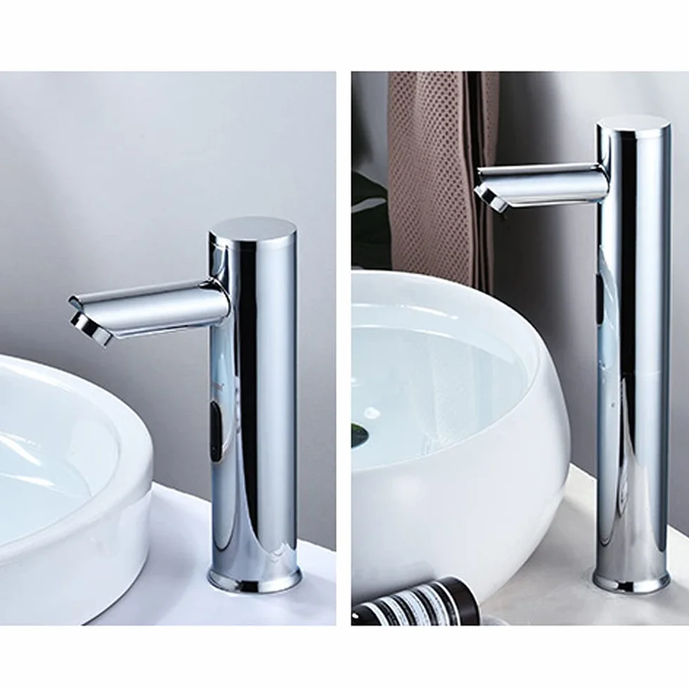 Rubinetto elettronico con sensore a infrarossi touchless per lavabo bagno cucina WC 32 cm