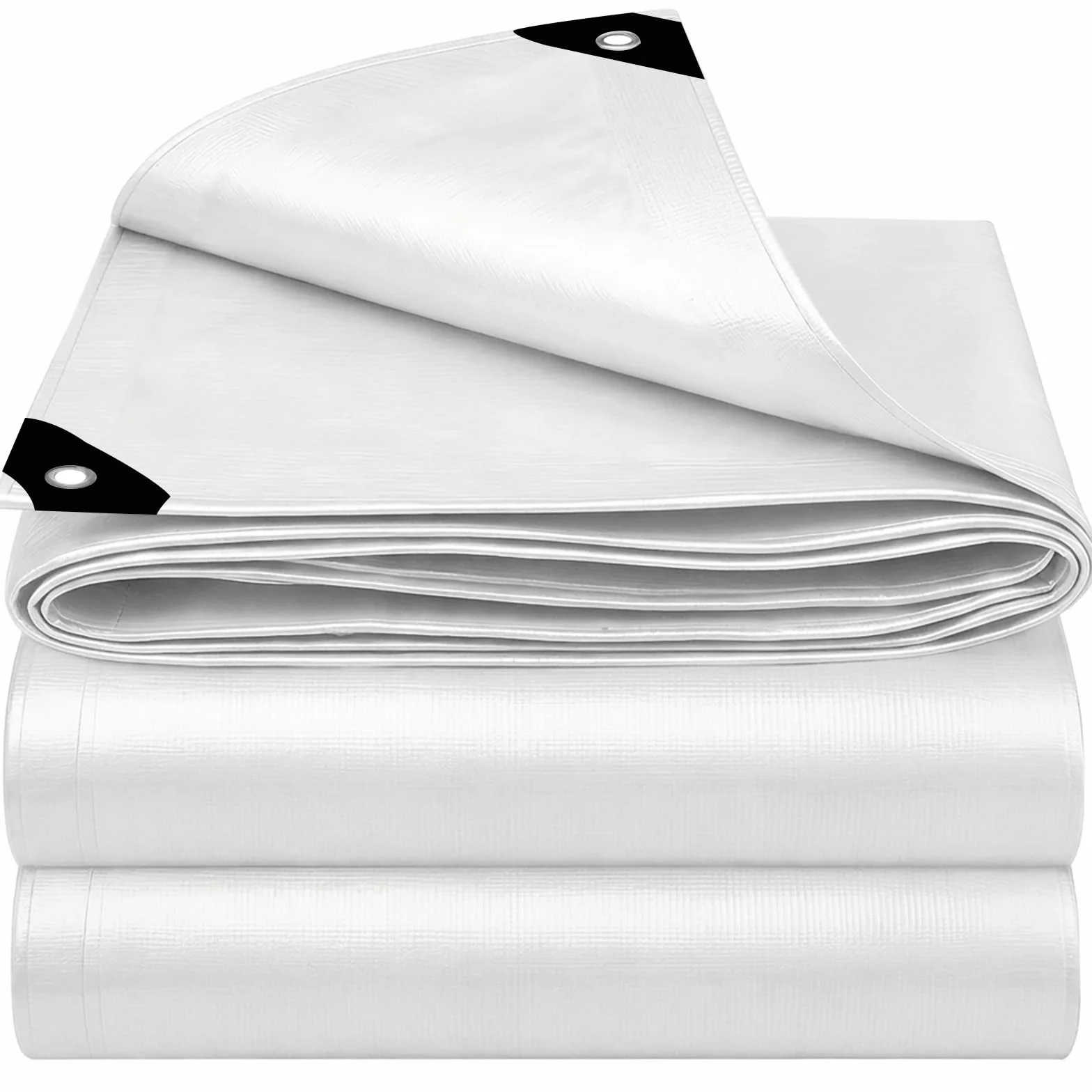 Bianco Telo Impermeabile Esterno, Telone Occhiellato Impermeabile in Polietilene, Telone Impermeabile per Esterno, Giardino, Gazebo, Campeggio, Piscina, Auto, Barche, Legno, 2x3m