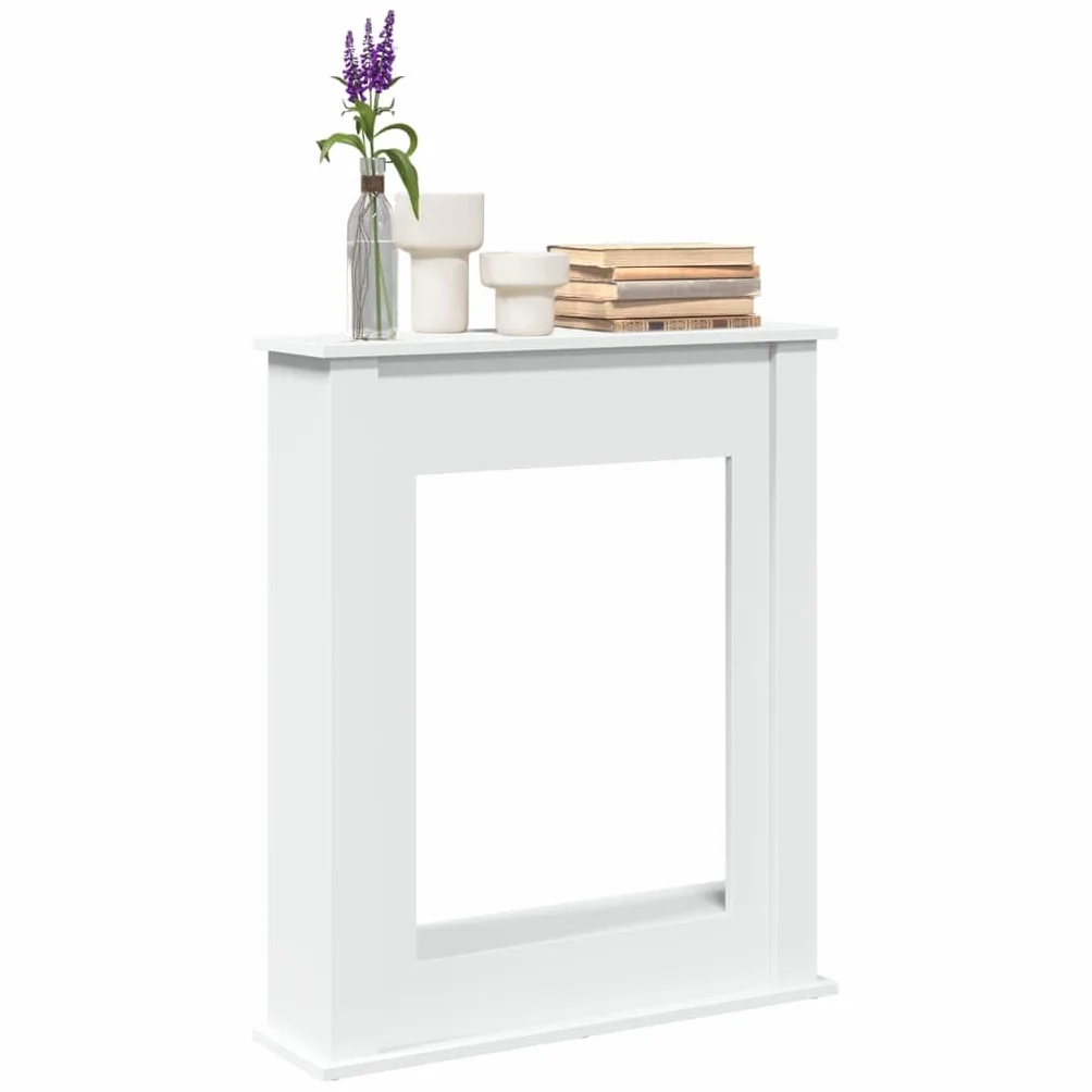 Cornici per camino, bianco, 75 x 20 x 87,5 cm, in legno per soggiorno