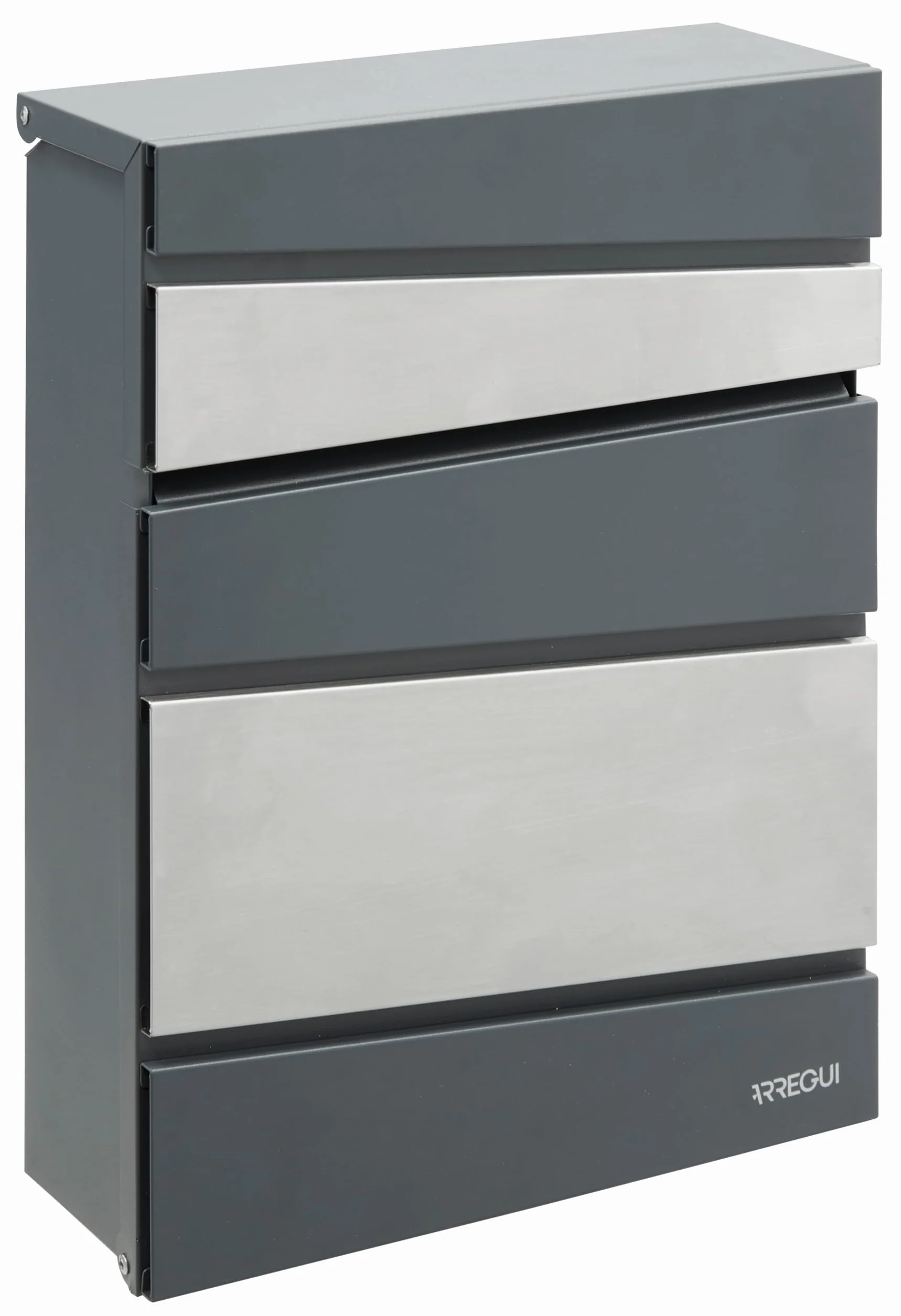 ARREGUI Flysch Cassetta Postale Acciaio Formato M DIN A4 Grigio Antracite Acciaio Inossidabile Parete Moderna