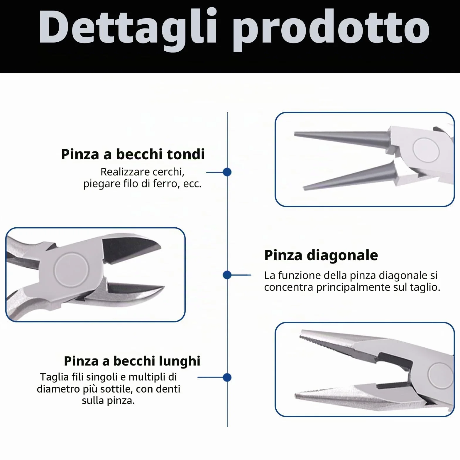 Glarks Kit 6 pinze per gioielli, strumenti professionali per creazione gioielli