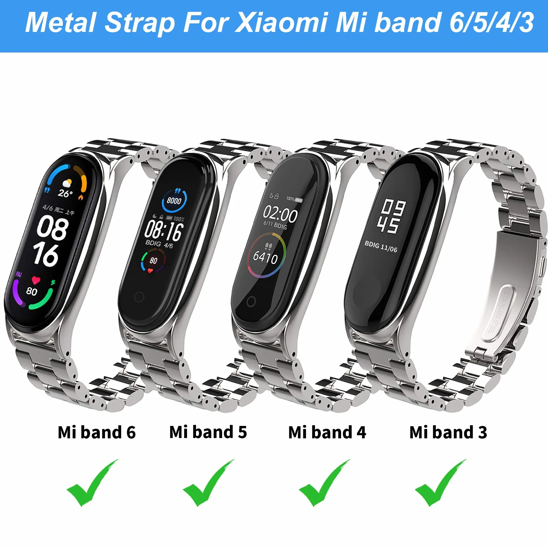 BDIG Cinturino per Mi Band 6 Cinturini Metallo in Acciaio Inossidabile MiBand 5 Bracciale di Ricambio Braccialetto con Links Strumento di Rimozione da Polso Sostitutivo Wristband Cinturini Mi Band 6/5
