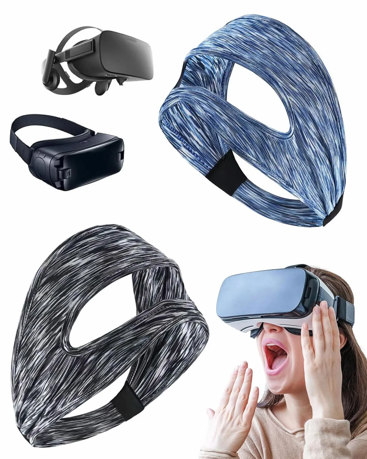 2 Pcs Maschera per gli occhi da gioco,VR Eye Mask Cover Sweat Bandi per M Quest 3/Quest 3S,VR Traspirante Maschera,Lavabile VR mascher,per PS VR2/M Quest Pro/M Quest 2