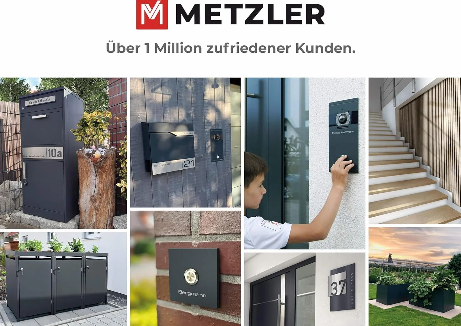 Metzler Moderna Cassetta Postale Con Portagiornale Antracite RAL 7016, Acciaio Inossidabile V2A, Da Parete