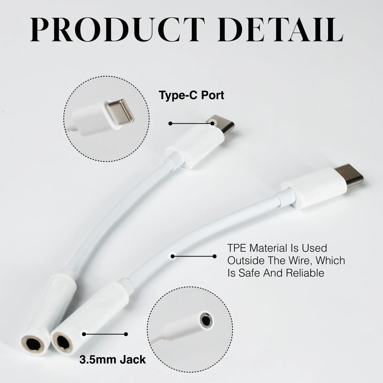 Adattatore USB C a jack AUX da 3,5 mm per OnePlus, Huawei, Samsung, Xiaomi, colore: bianco, plug and play, compatibile con molti dispositivi