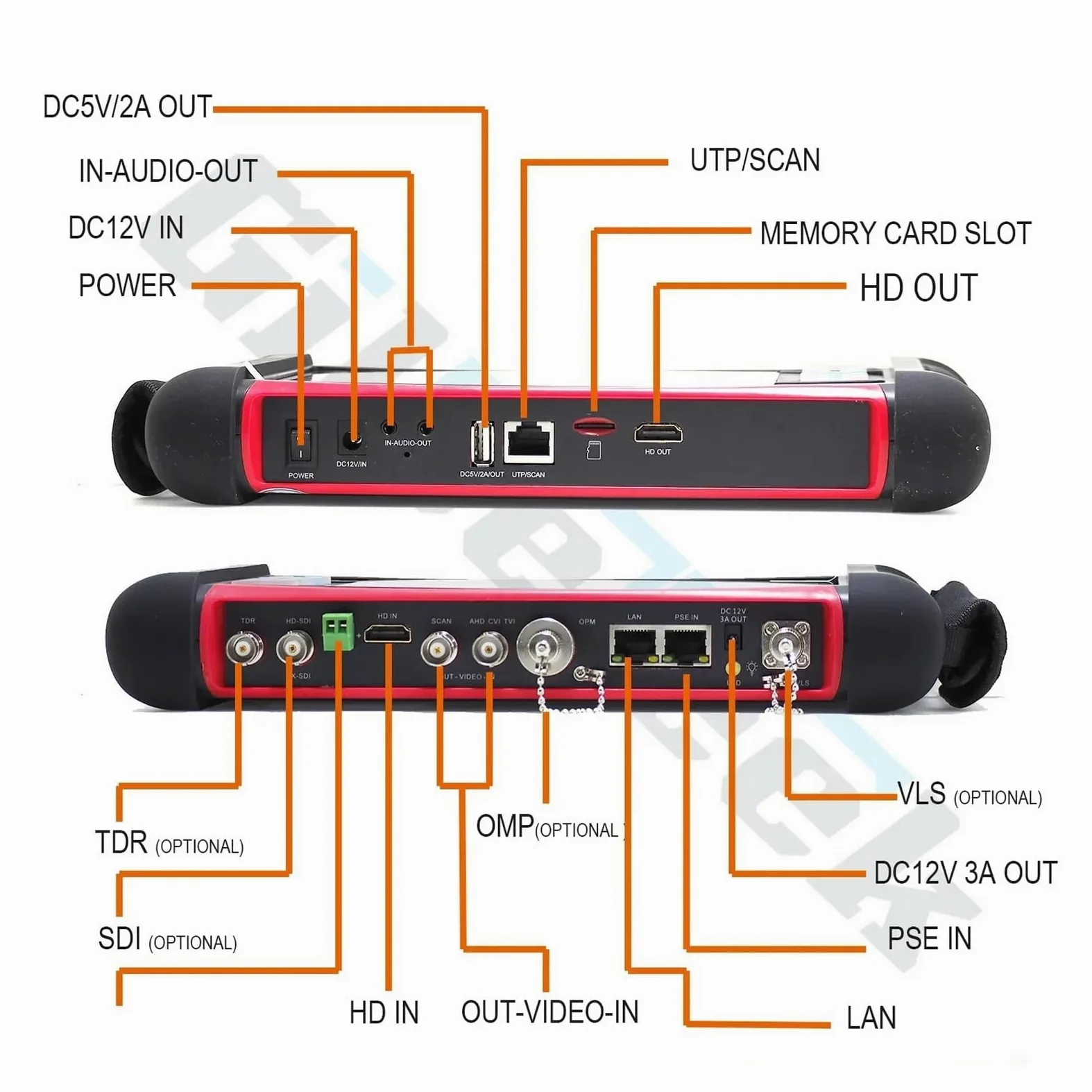 X7 IPC Tester Monitor H.265 4K 8MP TVI CVI AHD SDI CVBS IP CCTV con TDR, tracciatore di cavi, multimetro digitale Strumento di prova(X7)