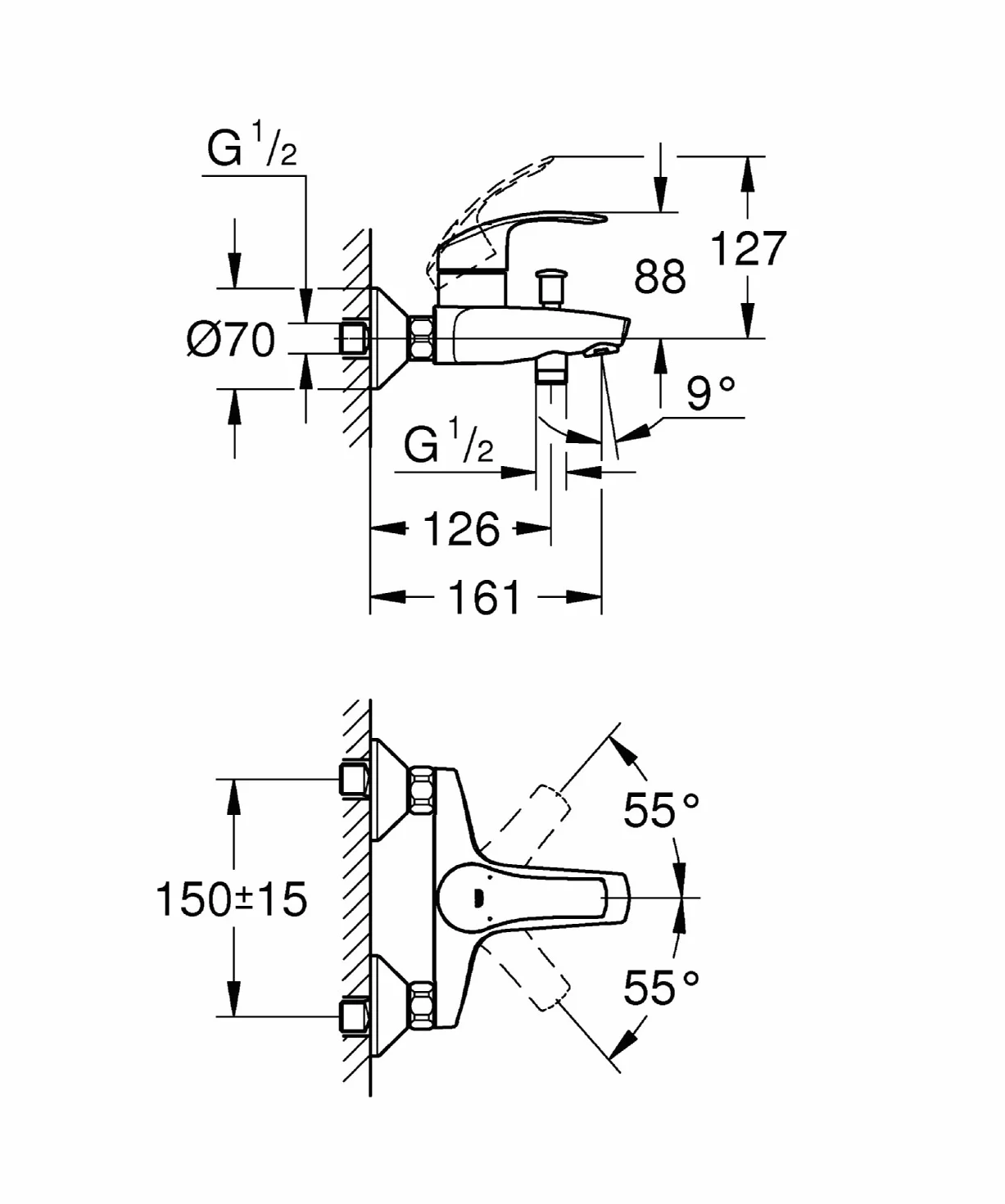 Grohe Eurosmart Miscelatore Monocomando Vasca Doccia Cromo
