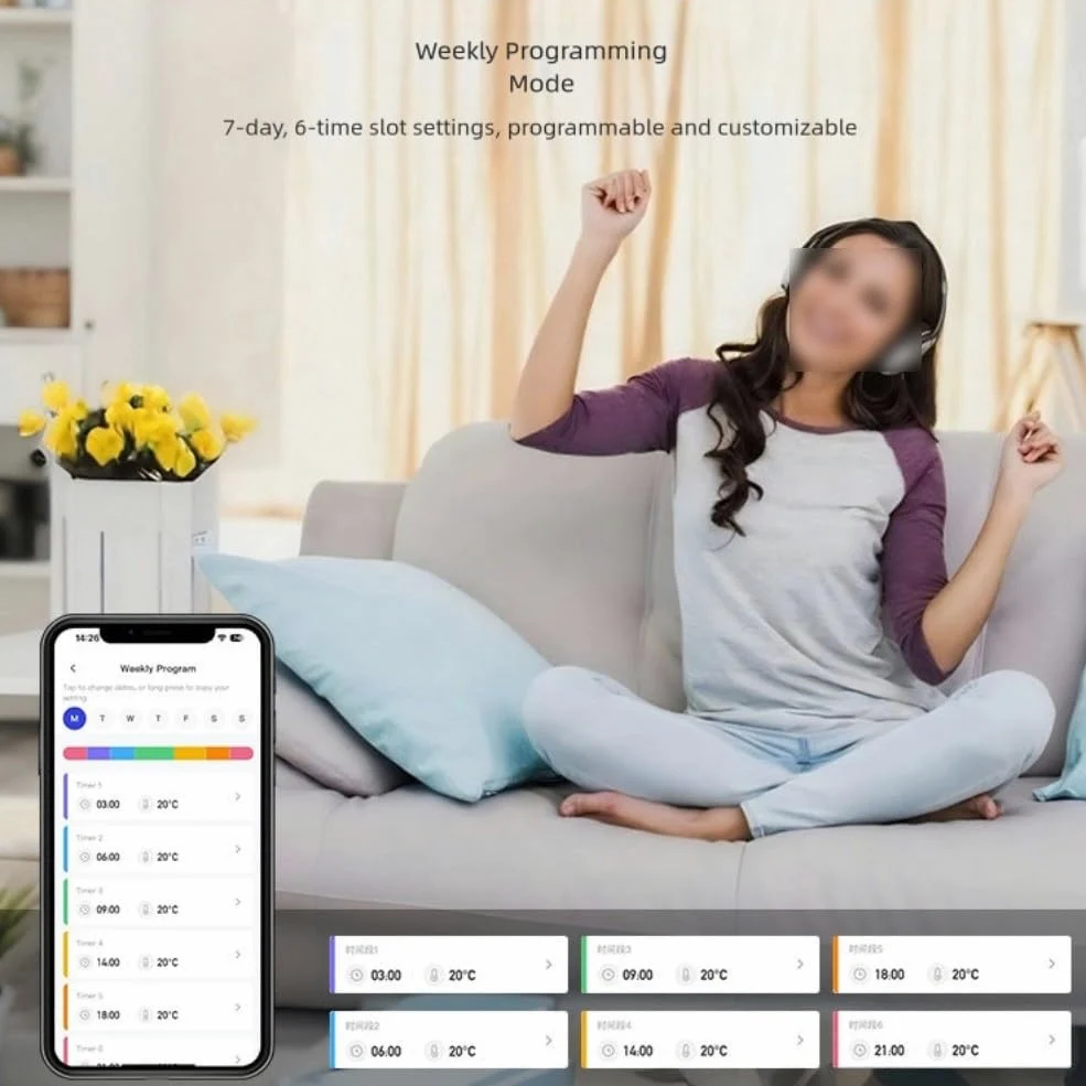 Smart for Zigbee Valvola termostatica del radiatore TRV, per Tuya Valvola di controllo della temperatura per riscaldamento centralizzato, Regolatore di riscaldamento a pavimento regolabile, Valvola