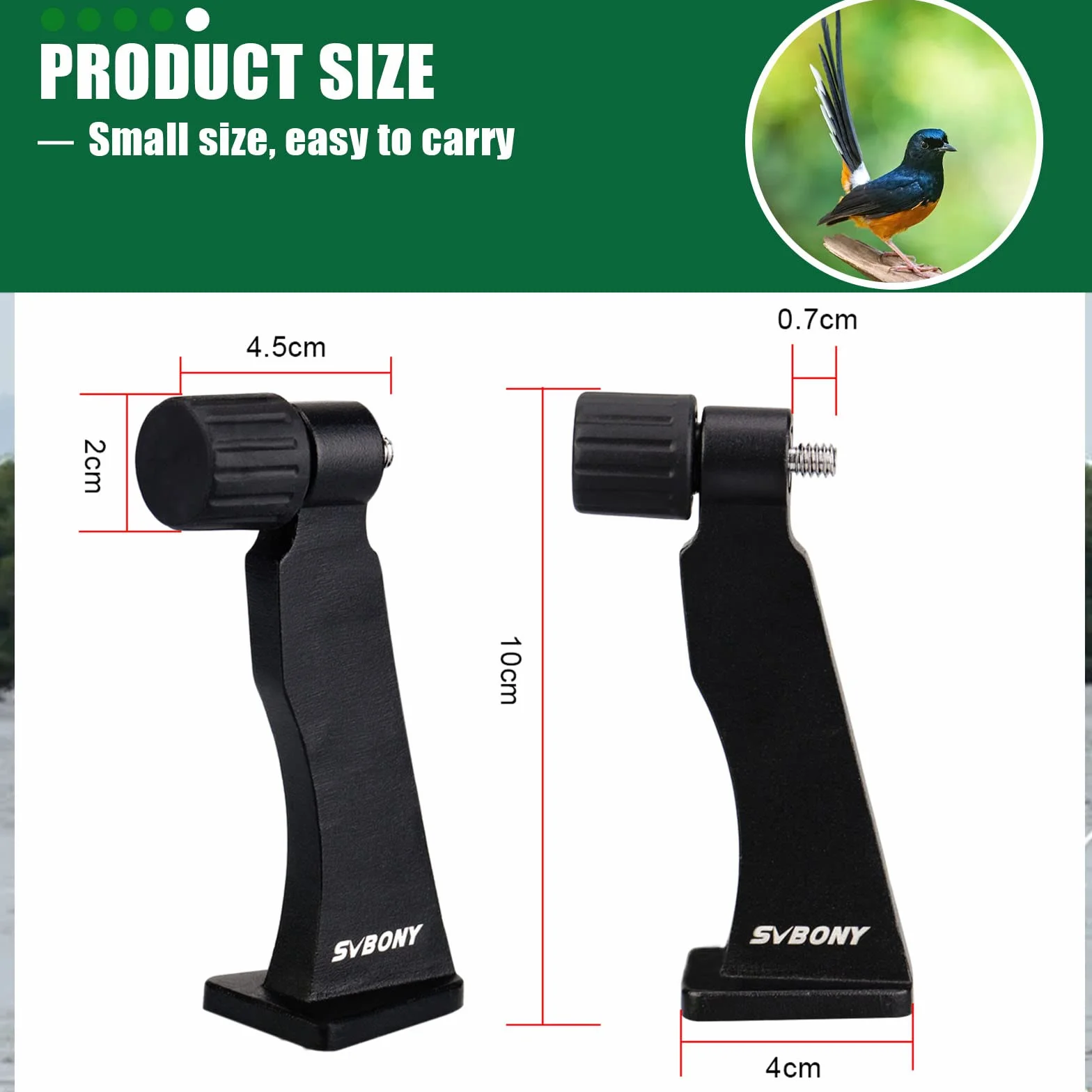 Svbony Adattatore Treppiede 1/4 inch Completamente in Metallo Binocolo Treppiede Adattatore per Bird Watching Osservazione della Fauna Selvatica (0.7cm)
