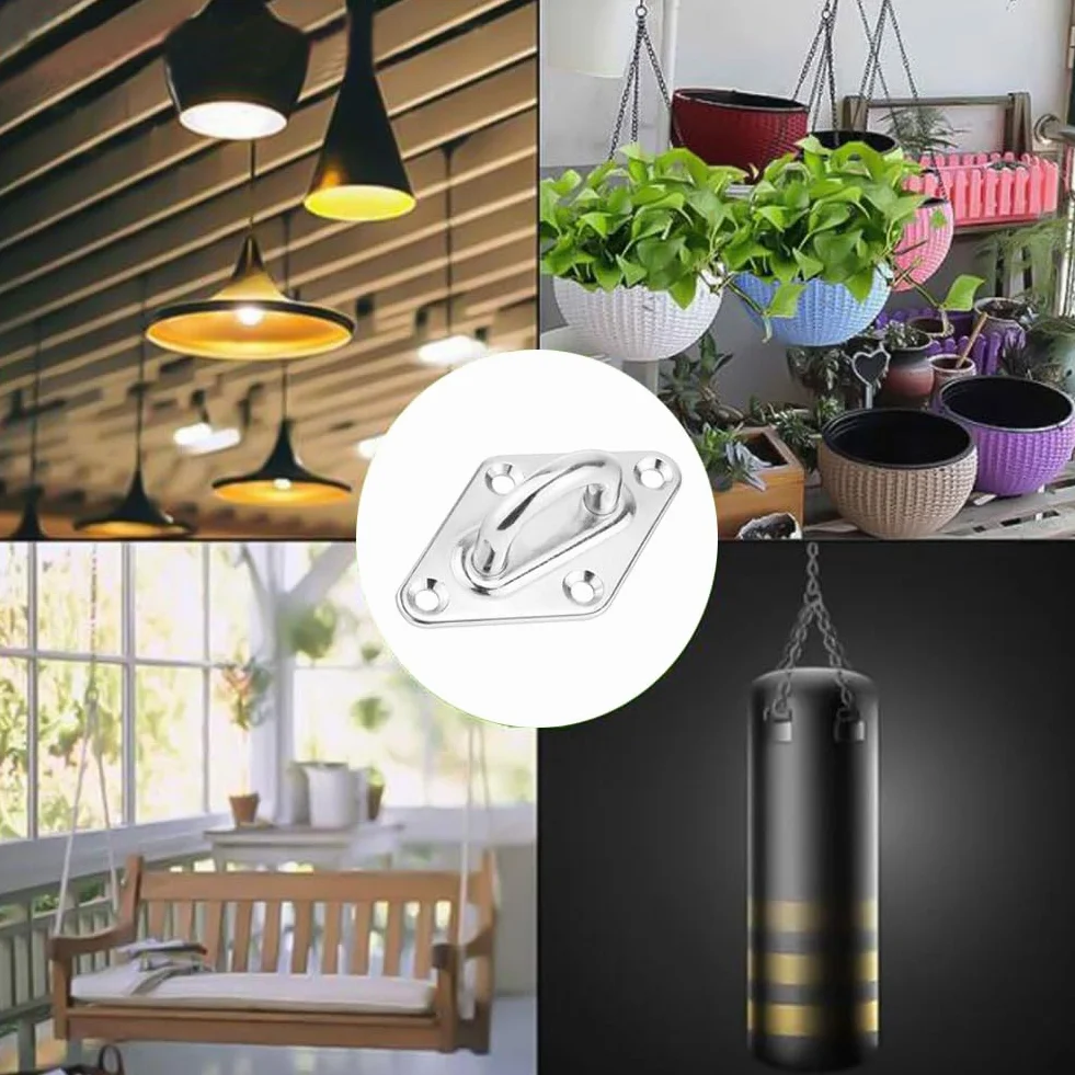 M5 Piastra Oculare Acciaio Inox 304 Placca Oculare Ganci Ancoraggio Gancio da Muro con Occhiello Soffitto per Appendere 12 Pezzi