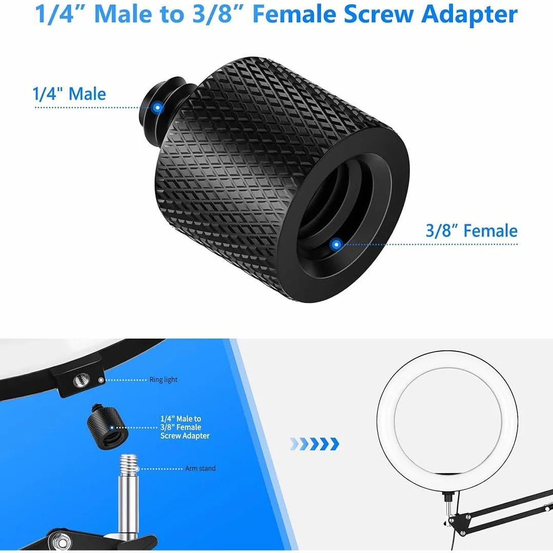 6 Adattatori Per Treppiedi Da 1/4-3/8 Nero, Viti Per Treppiede,Adattatore Filettato Adattatore Vite Treppiede Per Fotocamera,Microfono,Monopiede
