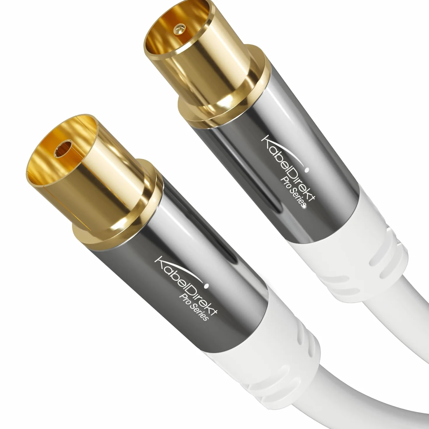 KabelDirekt – Cavo Antenna TV 4K, Coassiale – 2 m – Cavo TV digitale e analogica, connettori in metallo – Disponibile in 0,5-20 m (Spina a presa, per DVB-C/DVB-T/DVB-S, bianco)
