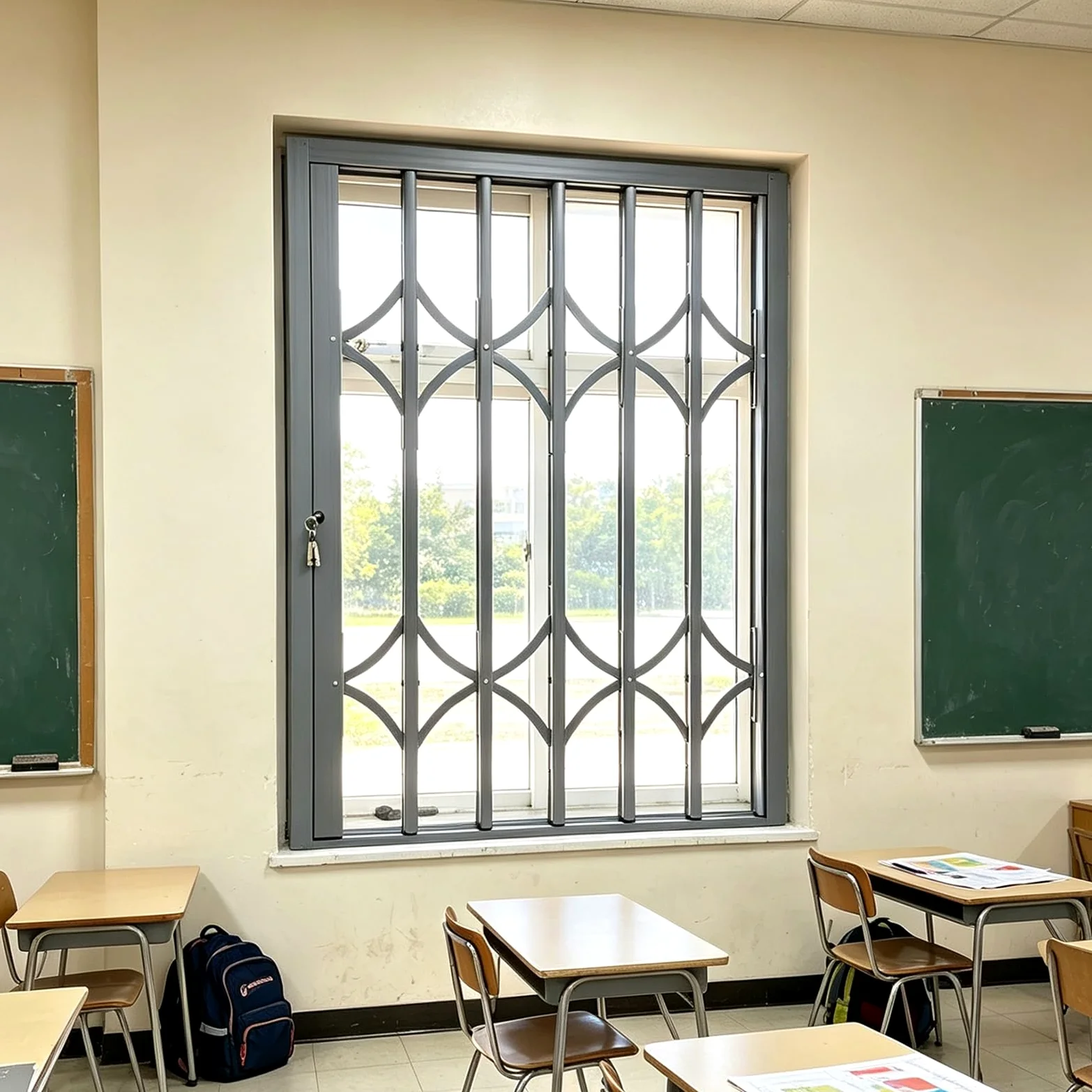 Grata di Sicurezza Pieghevole e bloccabile, per casa o Ufficio | Cancello divisorio retrattile in alluminio su misura, per corridoi, ingressi o vani scala, Installazione con fissaggio a pa