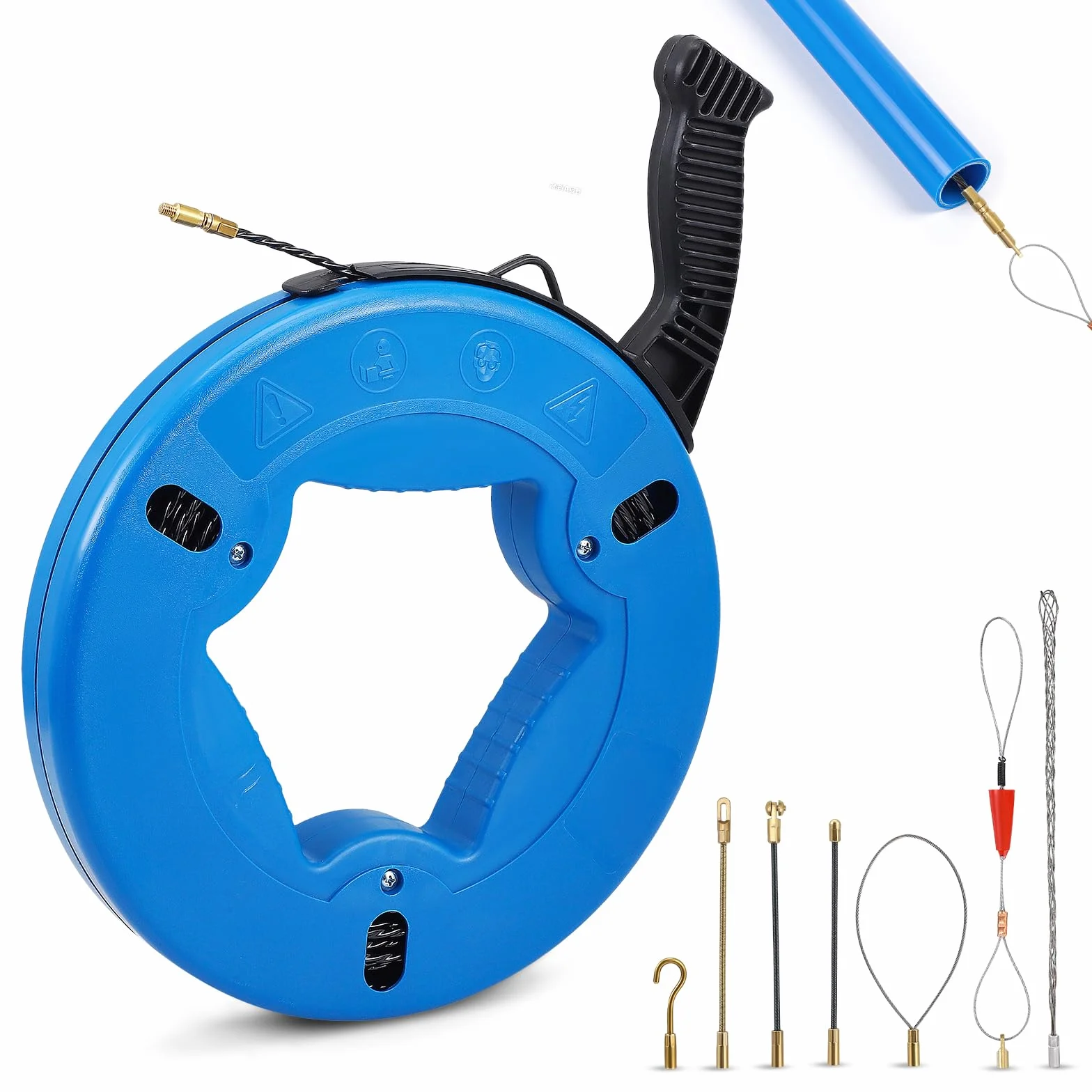 Sonda professionale per estrazione cavi da 30 m, sonda a spirale per elettricisti con molla di guida, kit di utensili per l'estrazione dei cavi per l'installazione di cavi elettrici in custodia