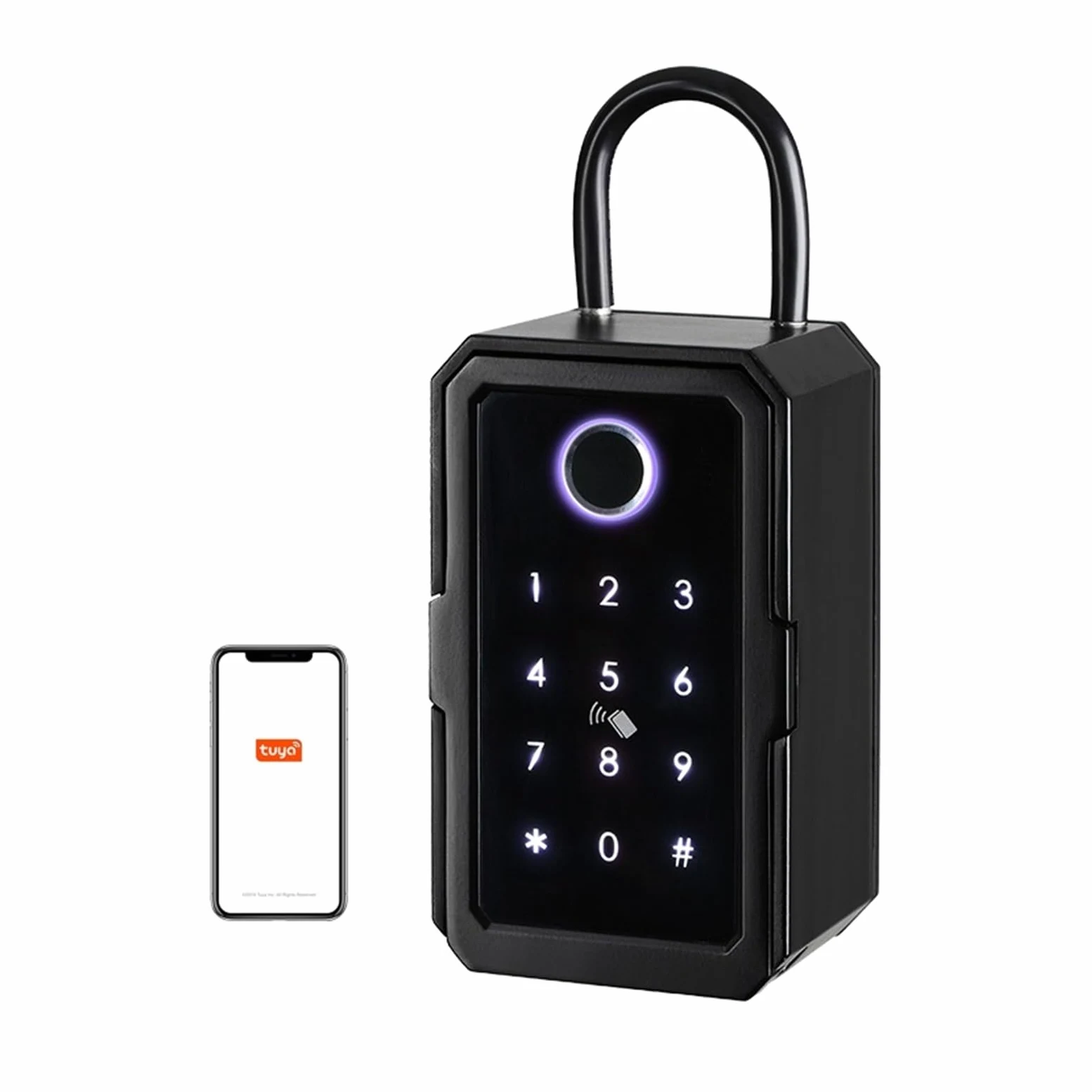 Cassaforte Piccola Sicurezza esterna impermeabile Sicurezza sicura Password di archiviazione intelligente Blocco Tuya o TTLock APP Key Box Scatola antifurto per casa, ufficio, hotel, viaggi(TUYA)