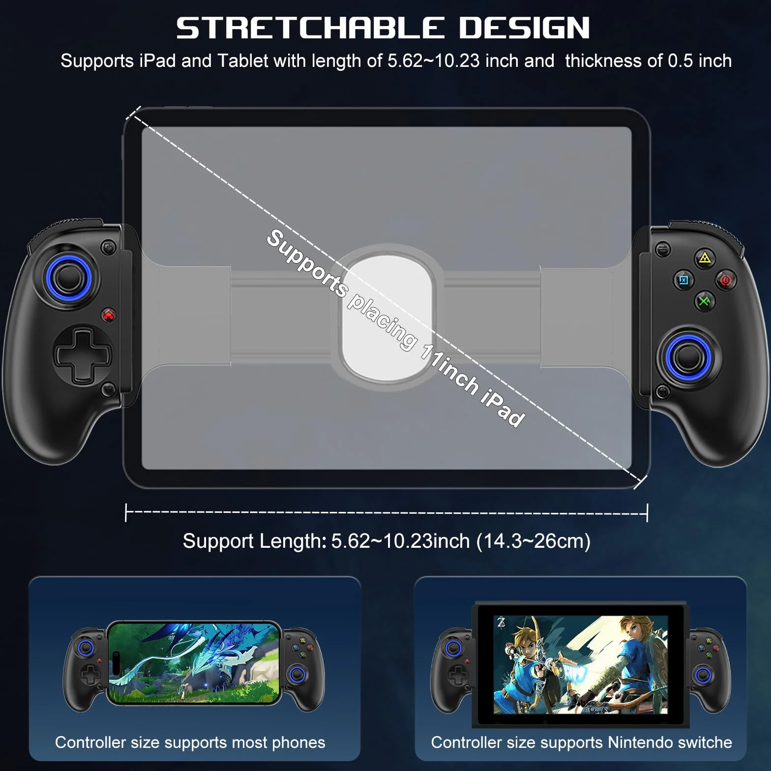 arVin Stretch Gamepad per iPhone/Android/IOS/Tablet/PC/PS4/XBOX
