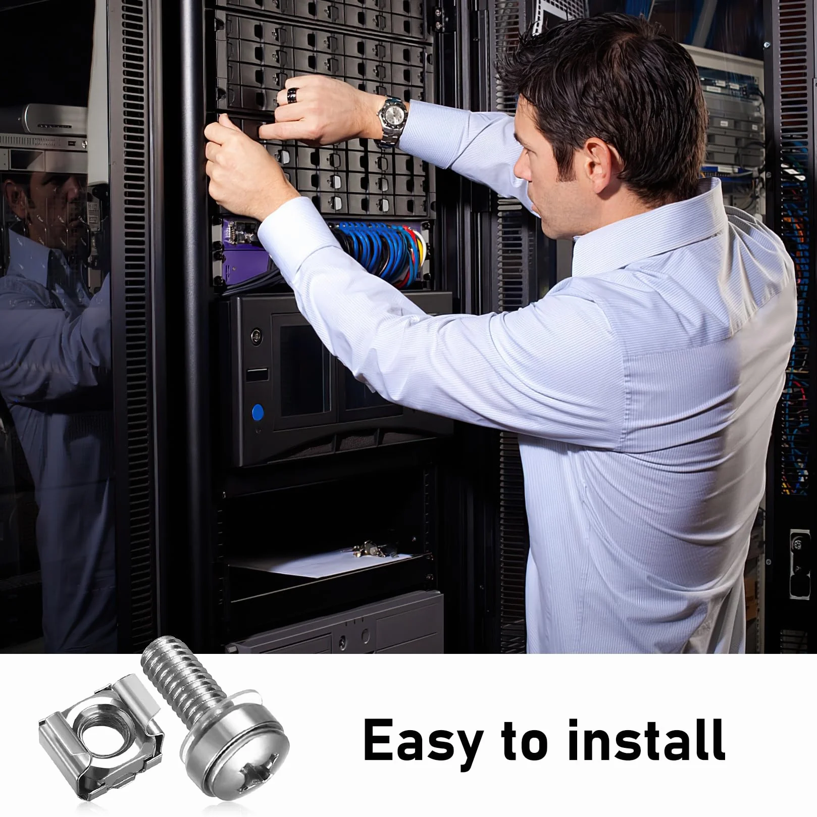 Viti e Dadi in Gabbia M6x20mm per Armadio Rack, 110 Pezzi (55 Set) Accessori per Montaggio