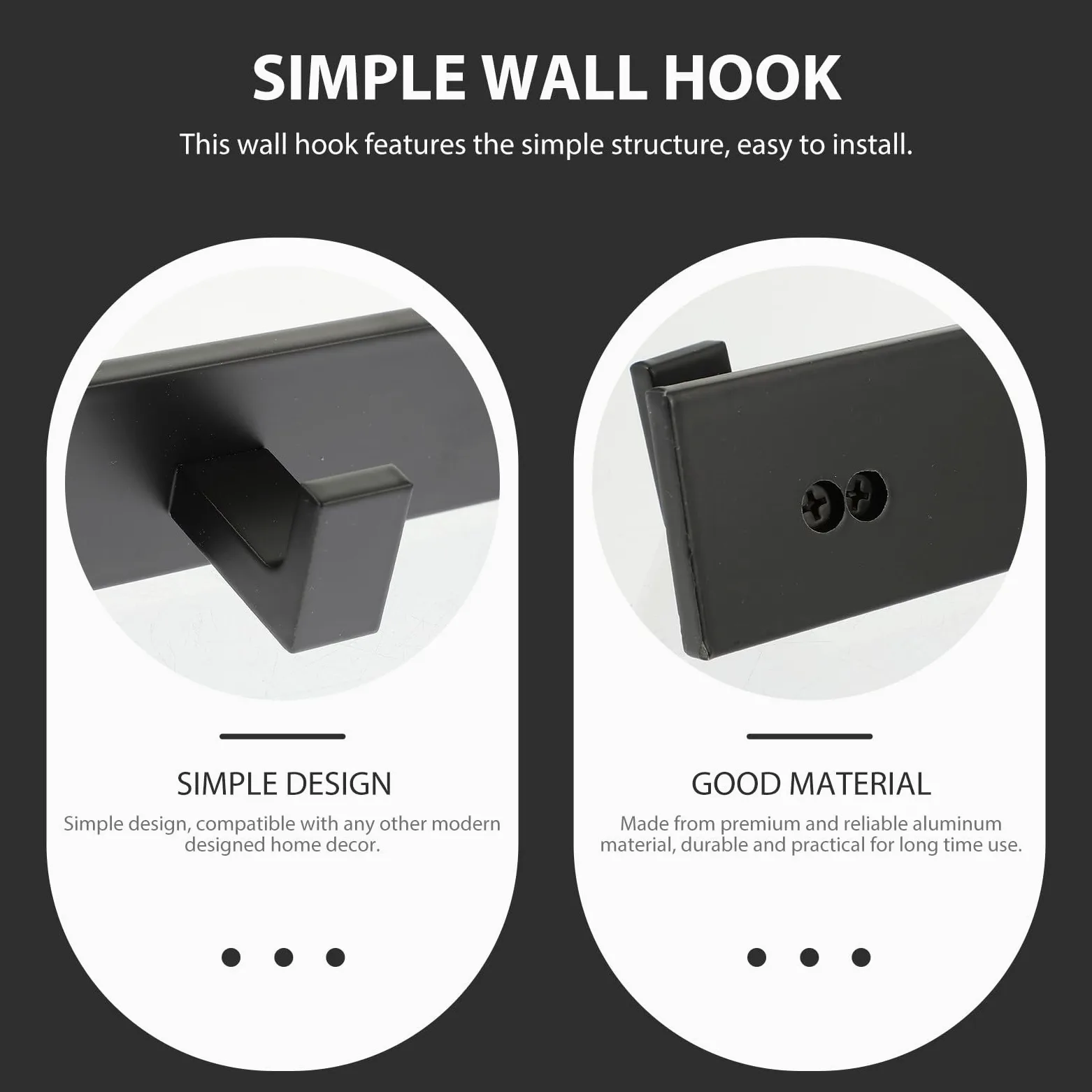 LABRIMP Gancio Adesivo da per Appendere Cappelli e Cappotti in Alluminio Nero Facile da Installare, per Bagno e Cucina su Piastrelle