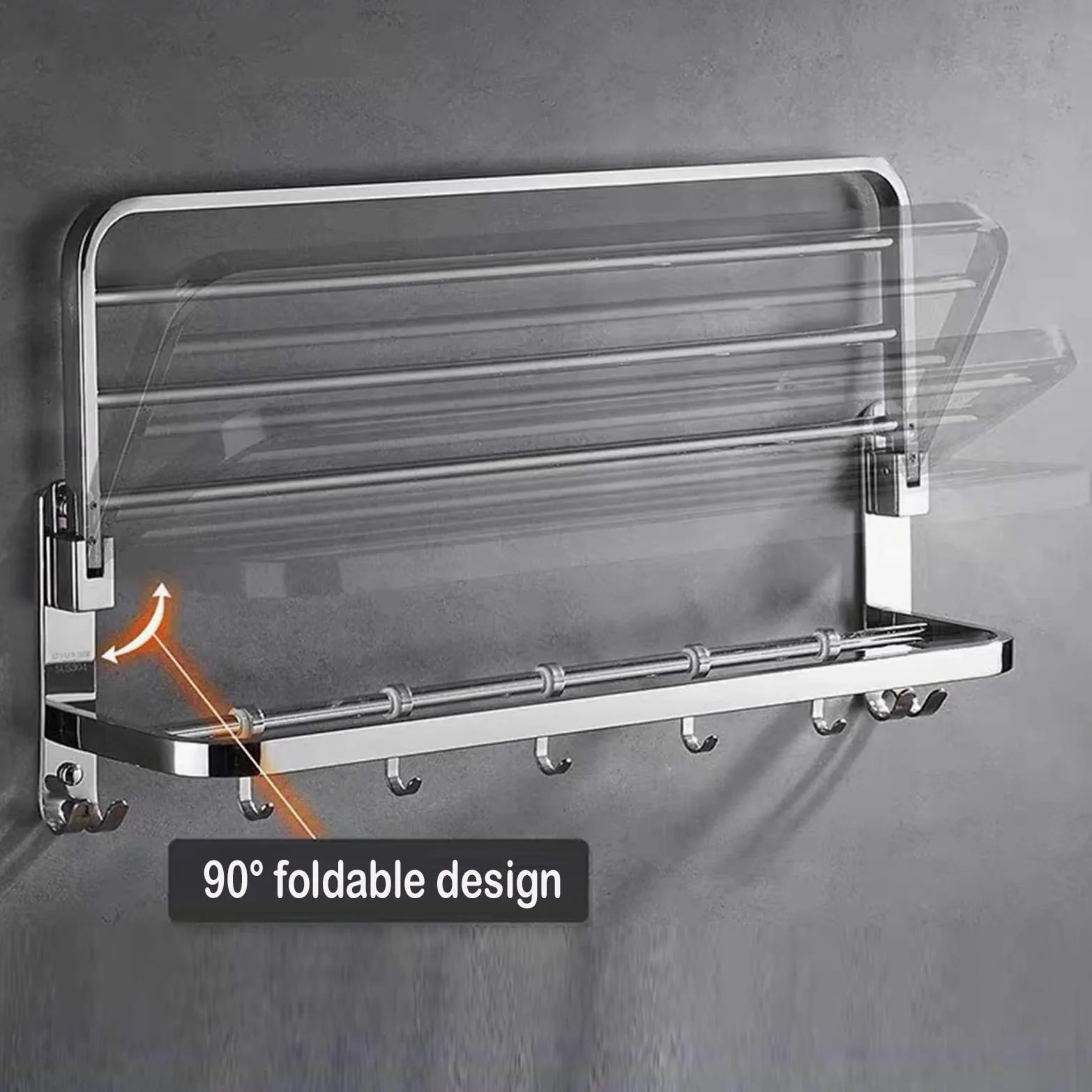 Portasciugamani da parete in acciaio inox, 40 cm, da bagno, stile hotel, design resistente ed elegante, perfetto per uso domestico o in hotel
