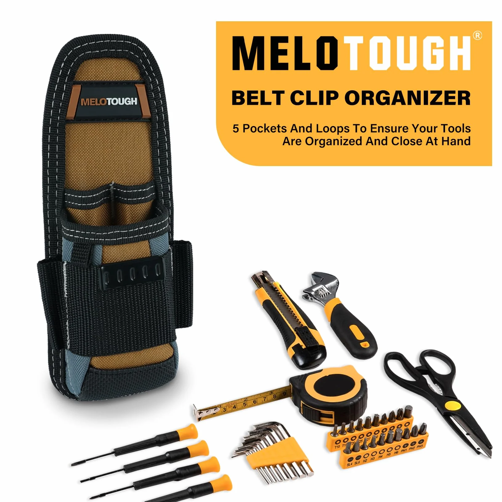 MELOTOUGH Heavy Duty Tradesman Pro Custodia per attrezzi con tasche per elettricisti