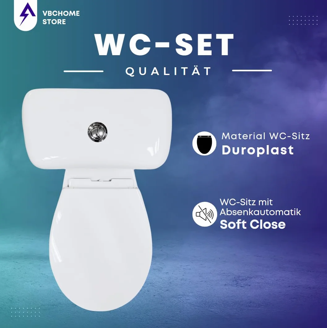 Ceramiczny zestaw WC z sedesem SoftClose, spłukiwanie pionowe