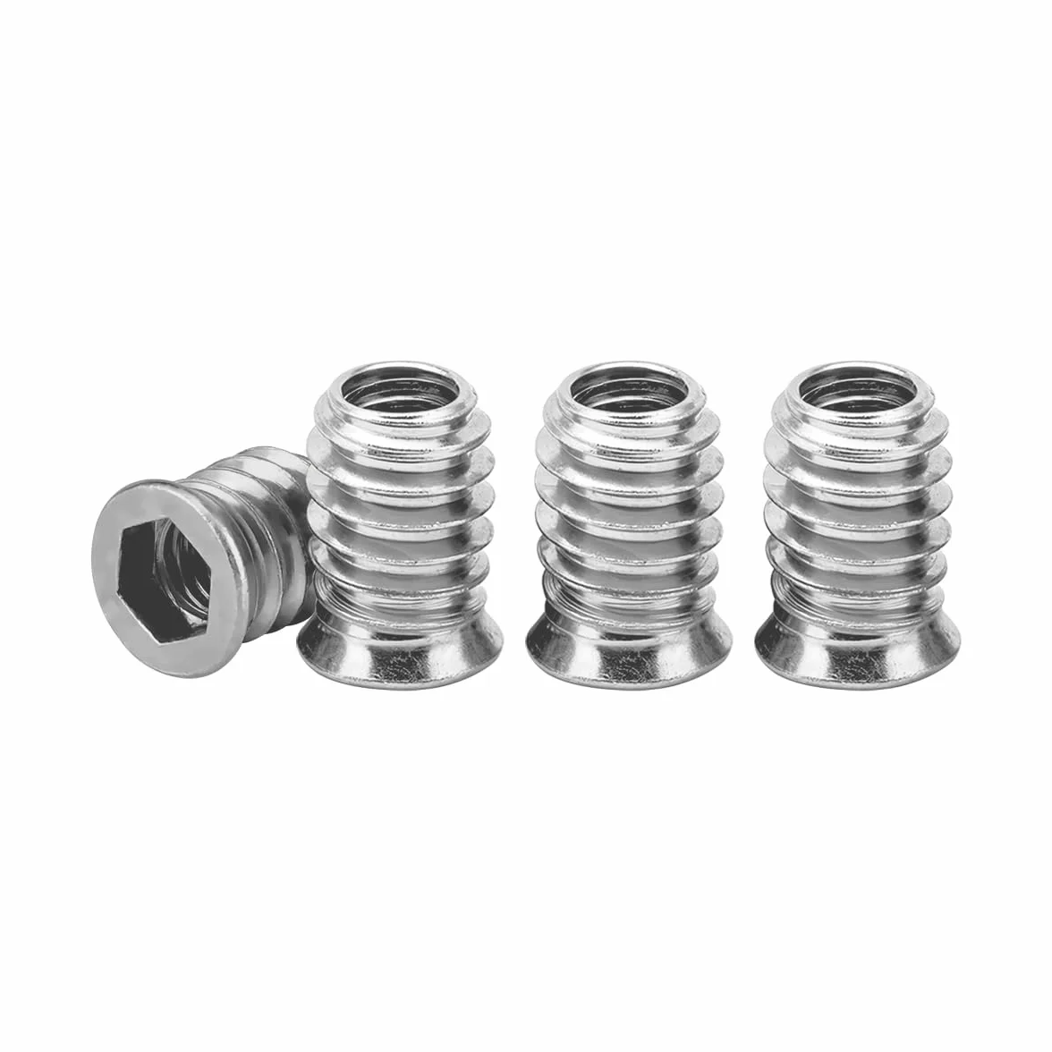 Drenky Dadi di Avvitamento 40 Pezzi - Zincati M5x15mm Inserti Filettati per Legno con Boccole Filettate e Dado Esagonale per Mobili in Legno Durevoli, Argento