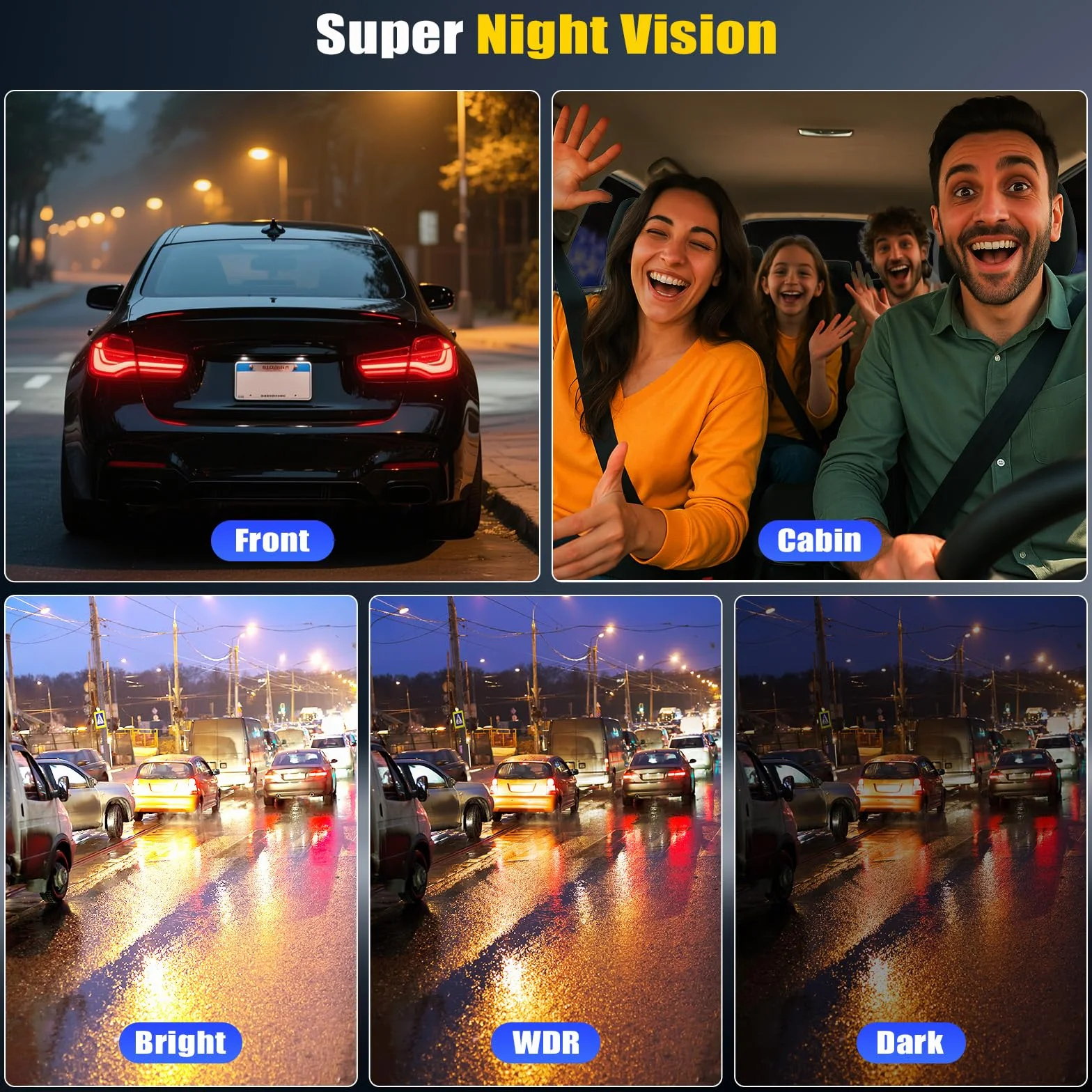 Dashcam 4K Anteriore e posteriore per auto, videocamera per auto 4K+2K FHD, videocamera per auto con GPS, ADAS, APP, Grandangolo 150°, visione notturna, sensore G, registrazione in loop