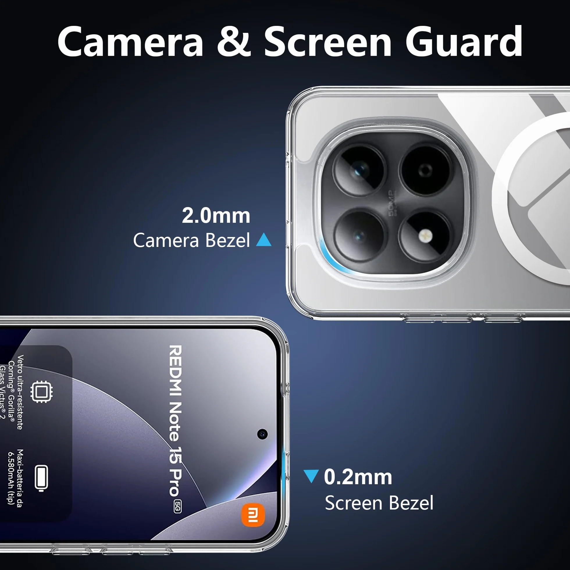 Fitudoos Cover per Xiaomi Redmi Note 15 pro 5G, Compatibile Con MagSafe, Custodia protettiva antiurto per cellulare, anti-ingiallimento, anti-olio e anti-graffio Cover- Trasparente