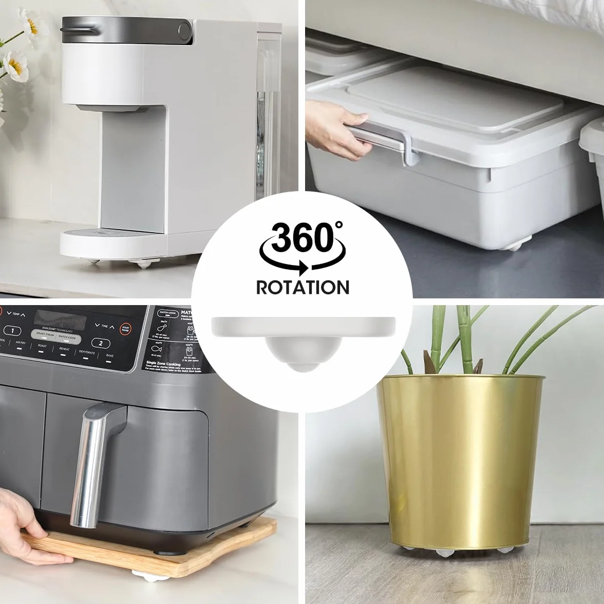 AIEVE Ruote per elettrodomestici da cucina, Rotelle Mobili, confezione da 8 pezzi, mini ruote girevoli 360°