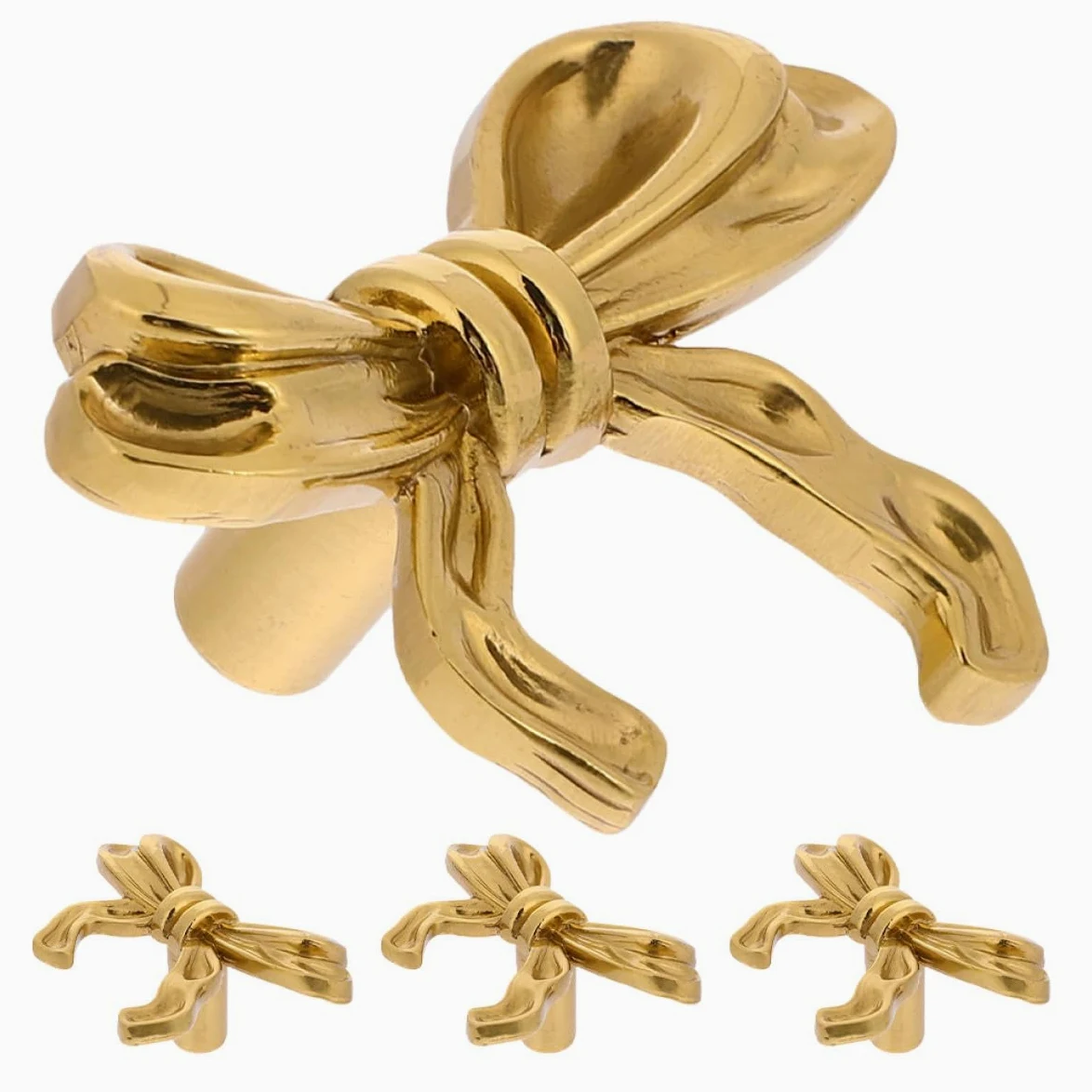 MAGICLULU Pomelli Mobili in Ottone a Forma di Fiocco 4 Pezzi, Design Ergonomico ed Elegante, Manopole Versatili per Cassetti e Armadi in Cucina e Camera